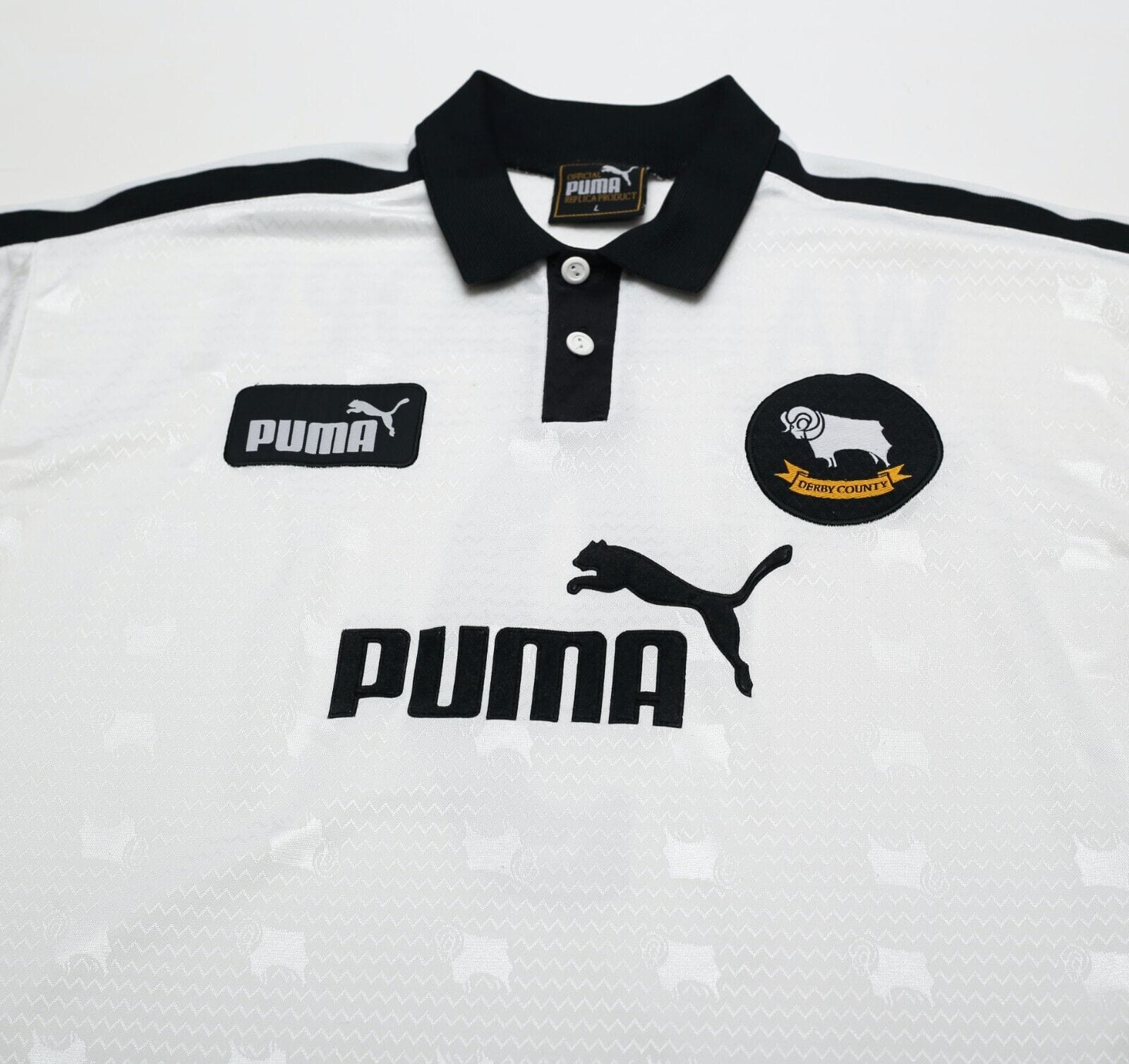 1997/98 WANCHOPE #9 Derby County Vintage PUMA Home Football Shirt (L)