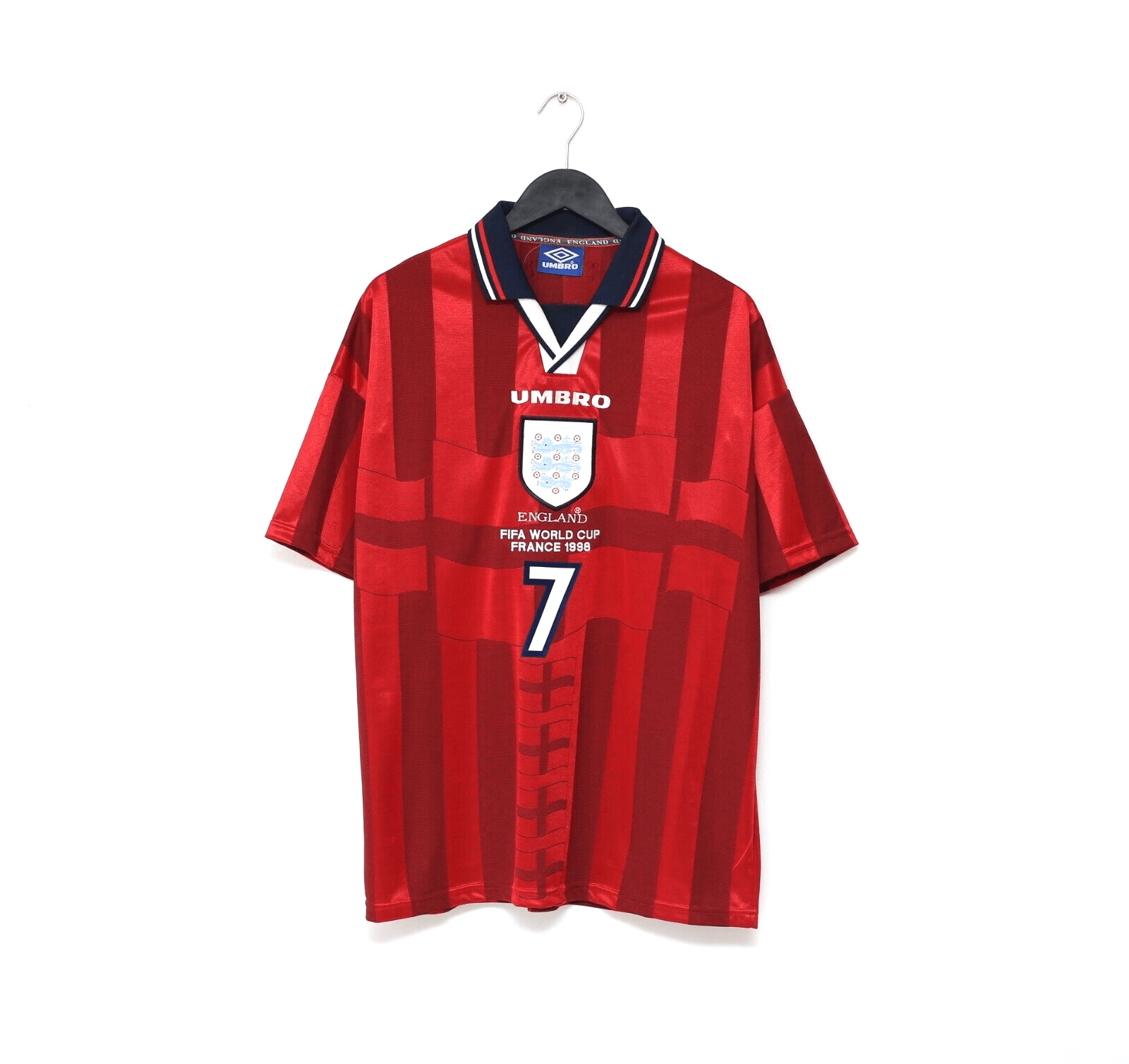 1997/99 Beckham #7 England Vintage Umbro Away Football Shirt (L