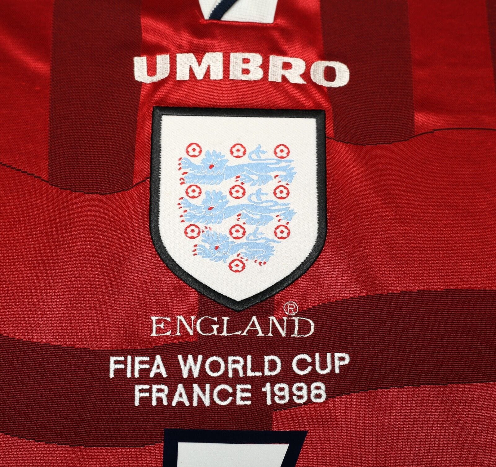 1997/99 BECKHAM #7 England Vintage Umbro Away Football Shirt (L) WC 1998