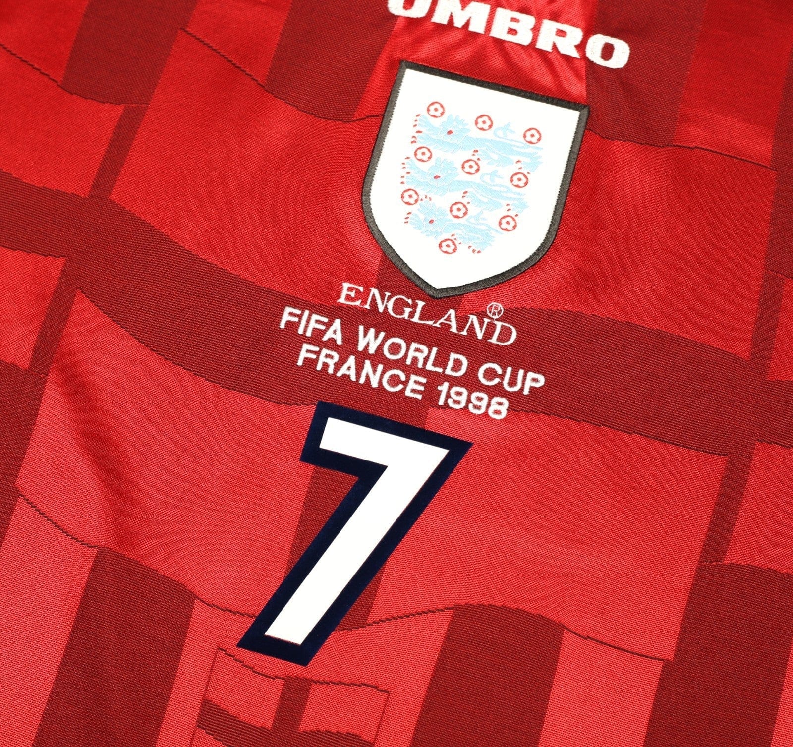 1997/99 BECKHAM #7 England Vintage Umbro Away Football Shirt (M) WC 1998