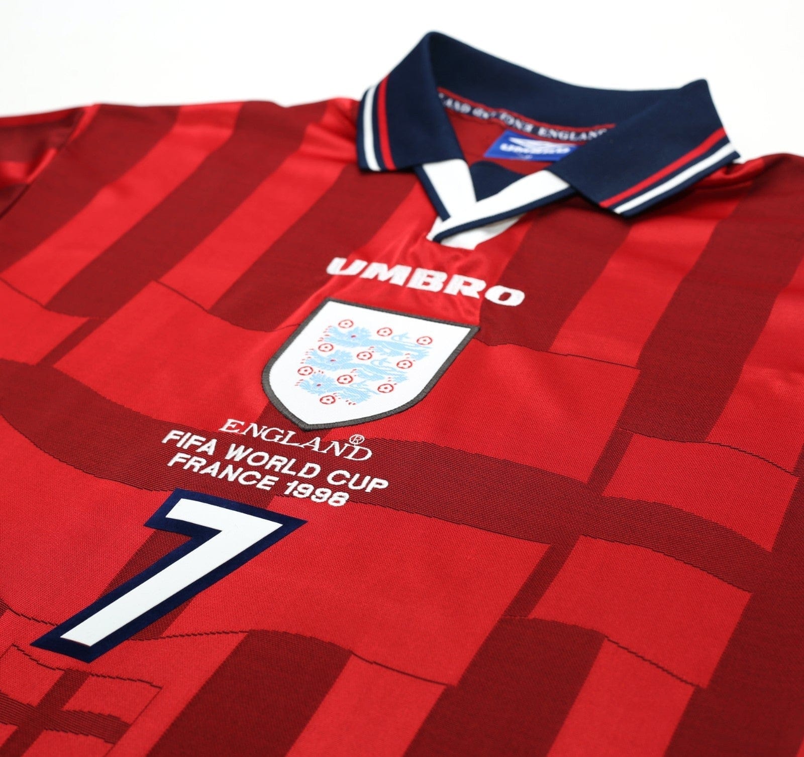 1997/99 BECKHAM #7 England Vintage Umbro Away Football Shirt (M) WC 1998