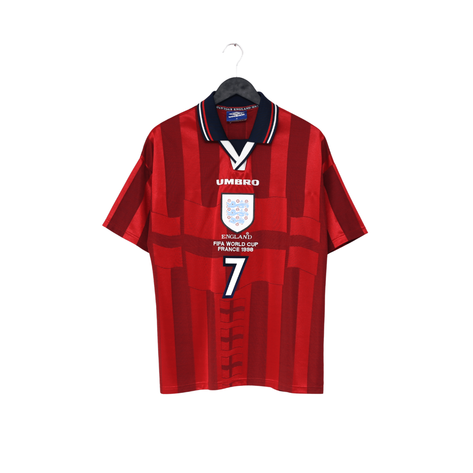 1997/99 BECKHAM #7 England Vintage Umbro Away Football Shirt (M) WC 1998