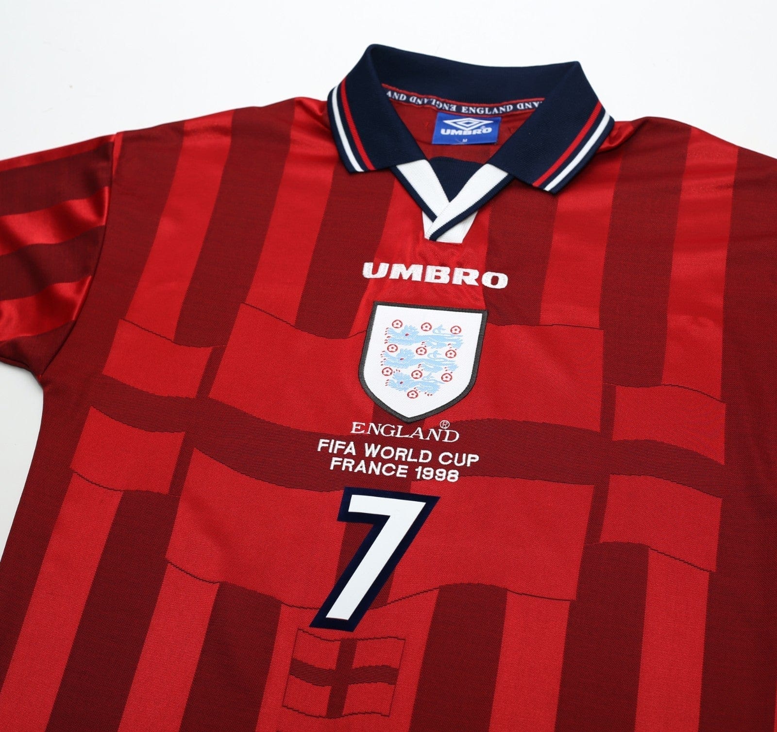 1997/99 BECKHAM #7 England Vintage Umbro Away Football Shirt (M) WC 1998