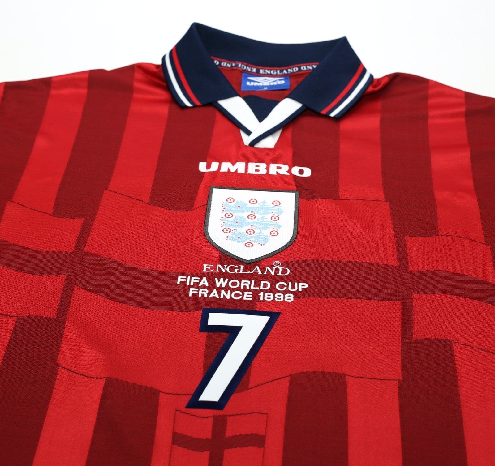 1997/99 BECKHAM #7 England Vintage Umbro Away Football Shirt (M) WC 1998