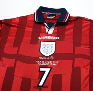 1997/99 BECKHAM #7 England Vintage Umbro Away Football Shirt (M) World Cup 98