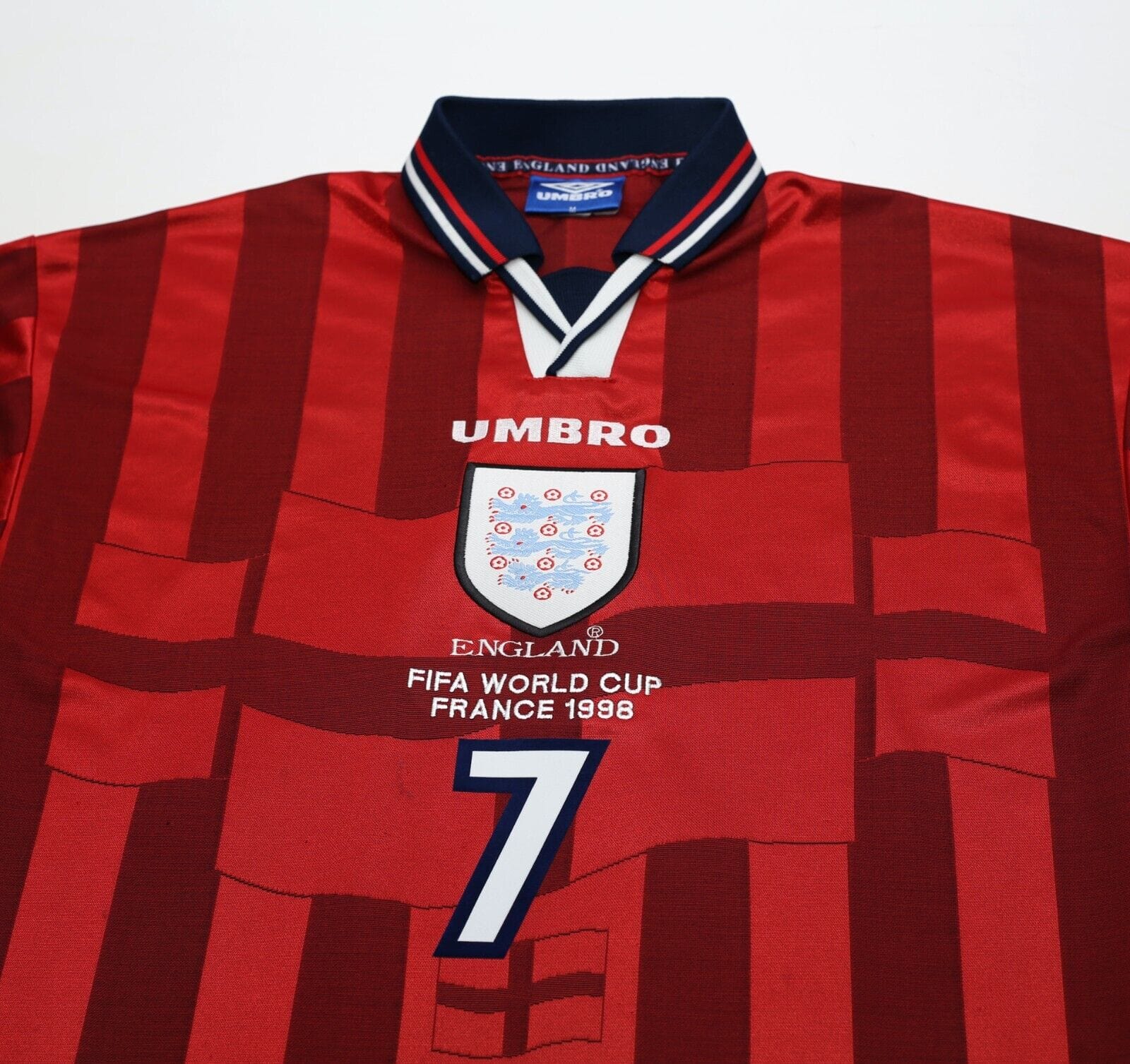 1997/99 BECKHAM #7 England Vintage Umbro Away Football Shirt (M) World Cup 98