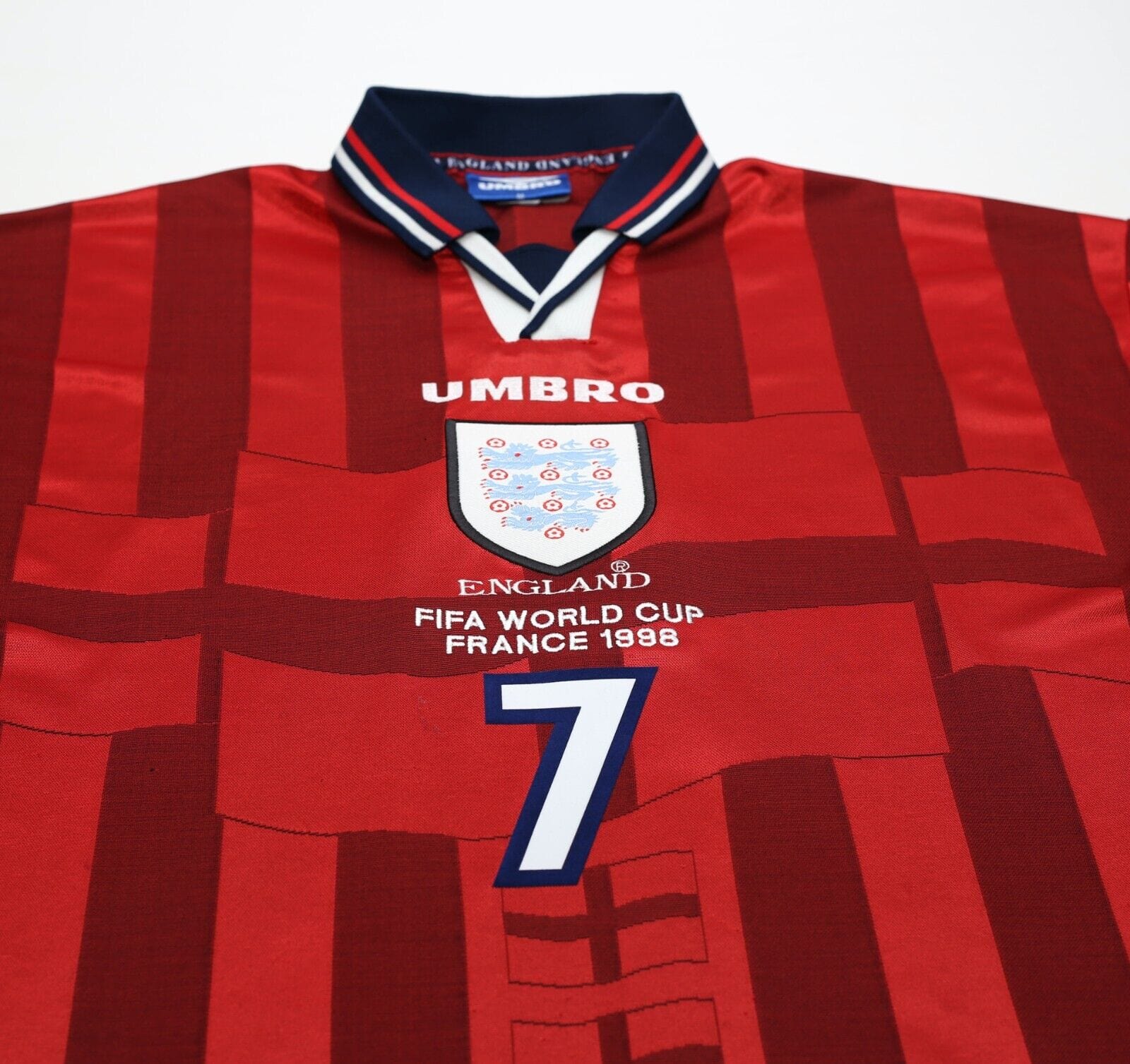 1997/99 BECKHAM #7 England Vintage Umbro Away Football Shirt (M) World Cup 98