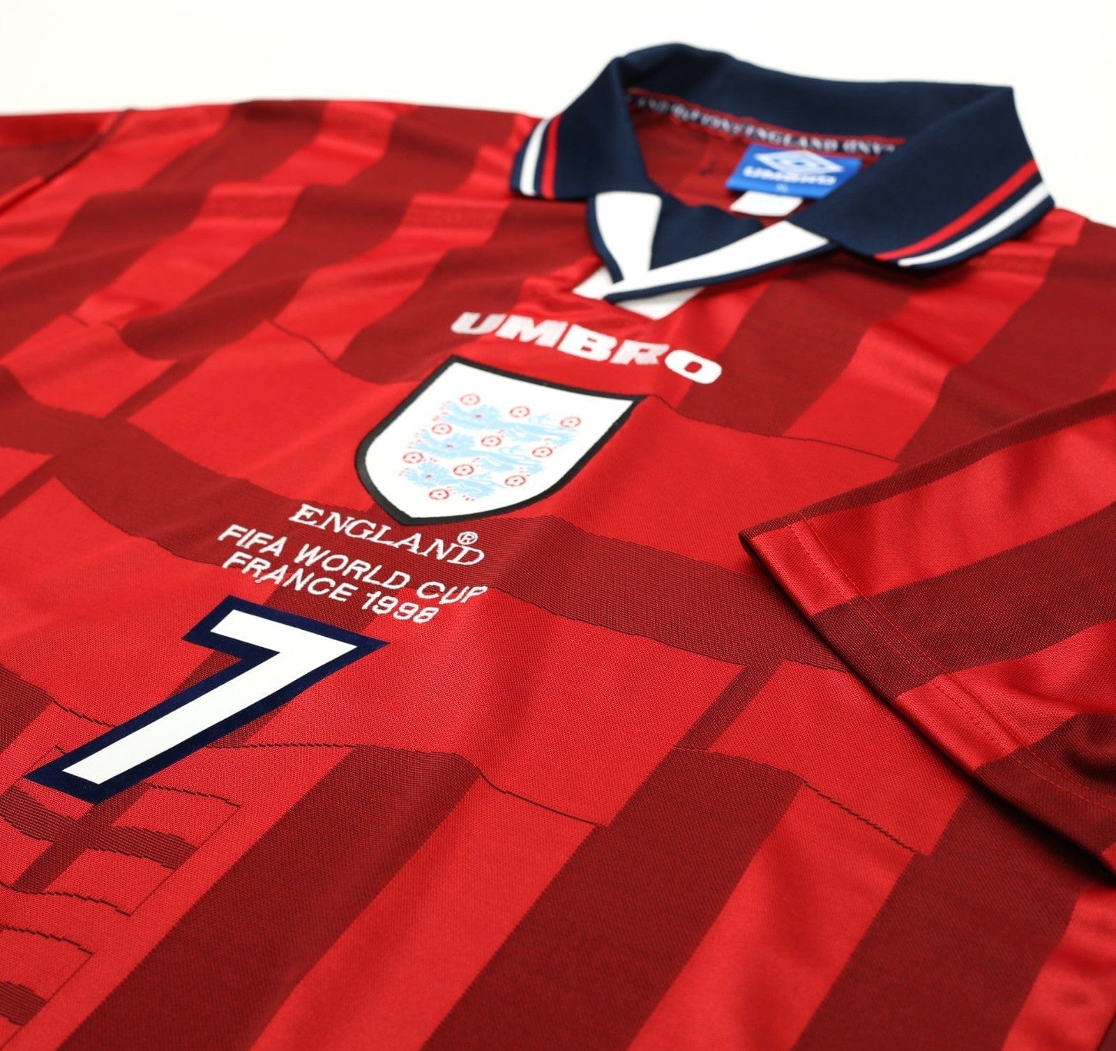1997/99 BECKHAM #7 England Vintage Umbro Away Football Shirt (XL) WC 1998