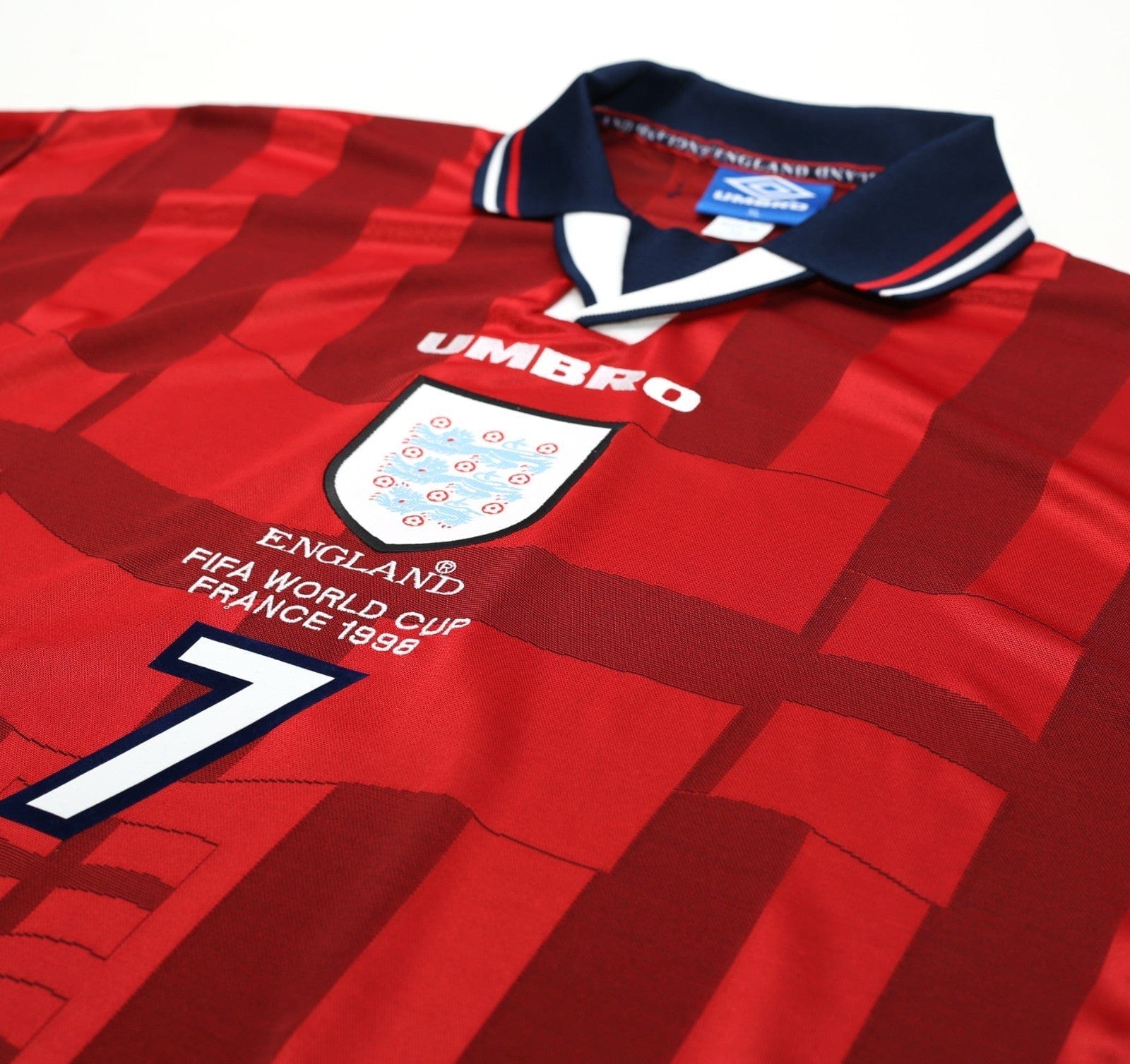 1997/99 BECKHAM #7 England Vintage Umbro Away Football Shirt (XL) WC 1998