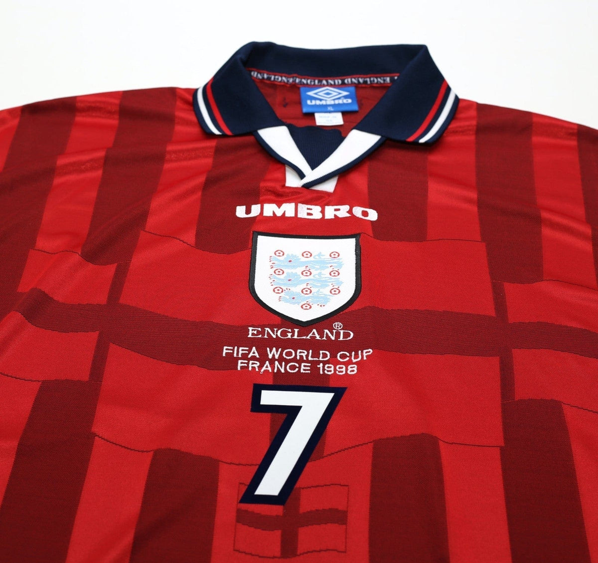 1997/99 BECKHAM #7 England Vintage Umbro Away Football Shirt (XL) WC 1998