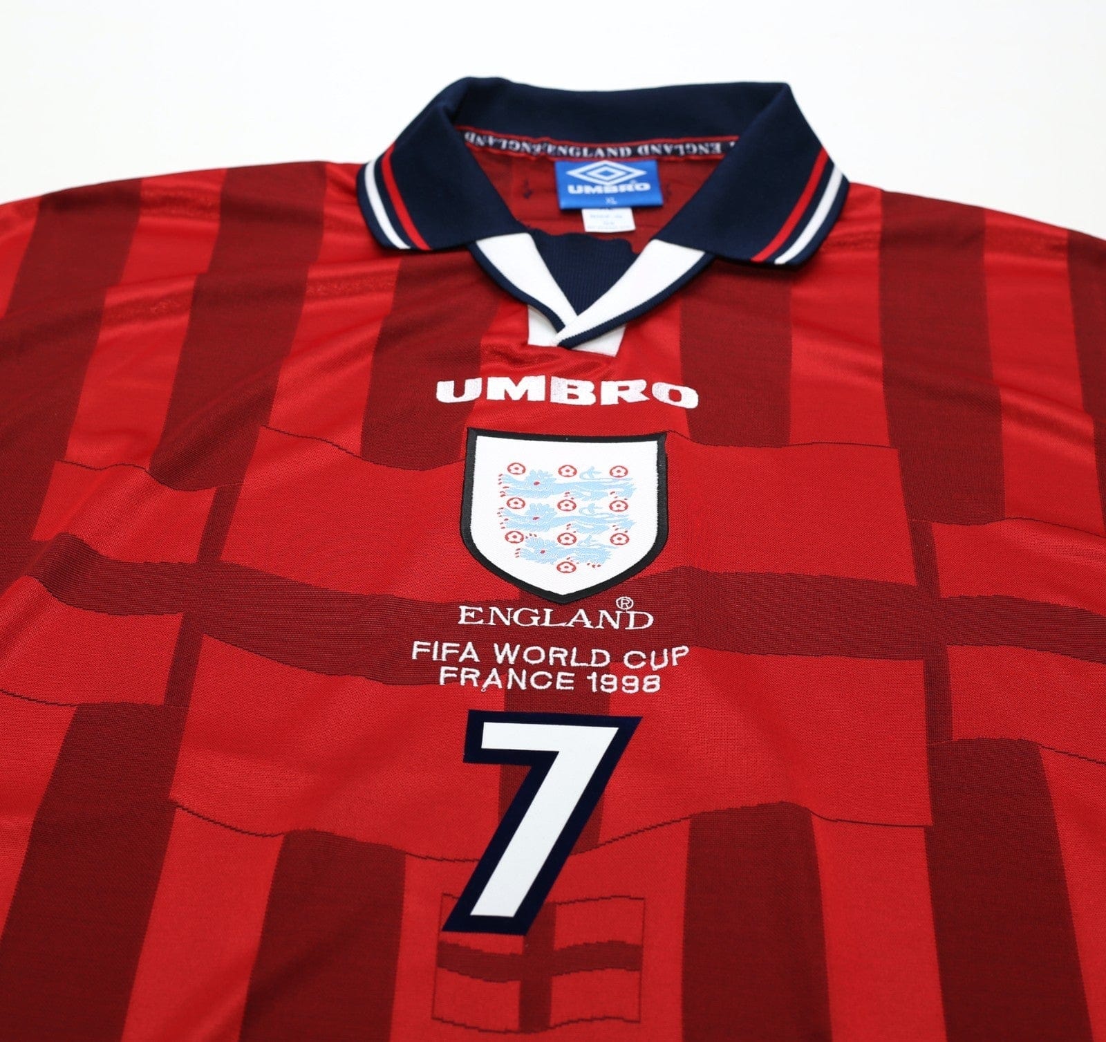 1997/99 BECKHAM #7 England Vintage Umbro Away Football Shirt (XL) WC 1998