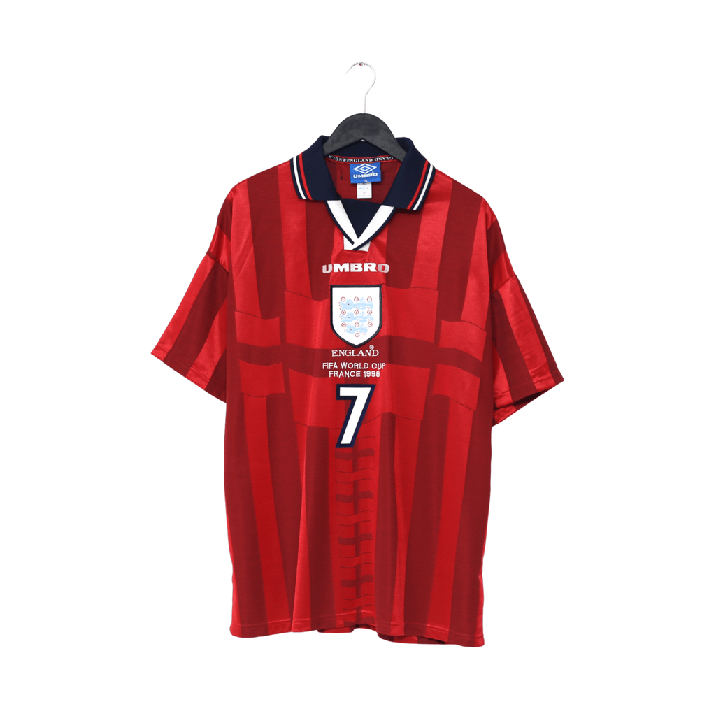 1997/99 BECKHAM #7 England Vintage Umbro Away Football Shirt (XL) WC 1998