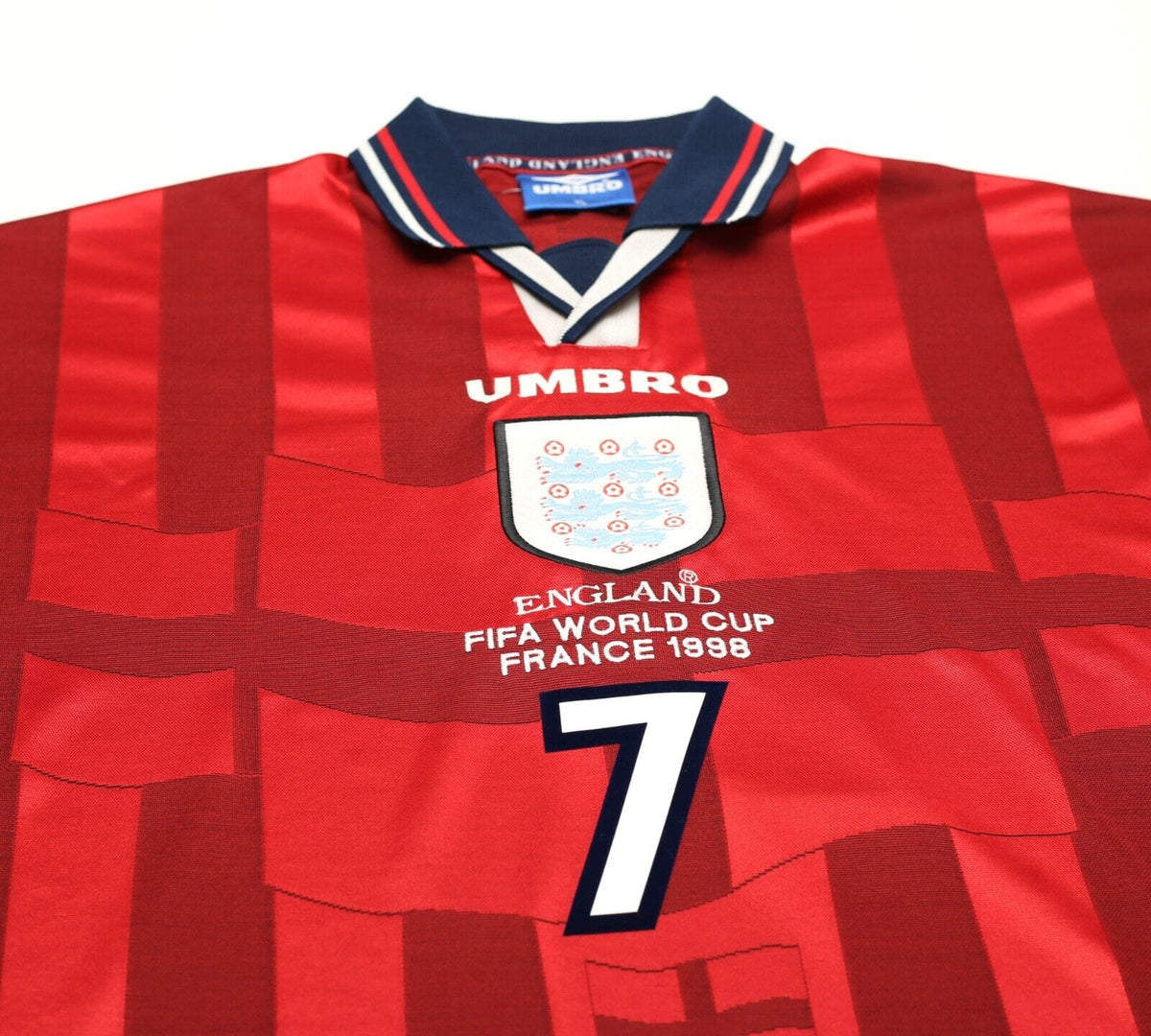 1997/99 BECKHAM #7 England Vintage Umbro Away Football Shirt (XL) World Cup 98