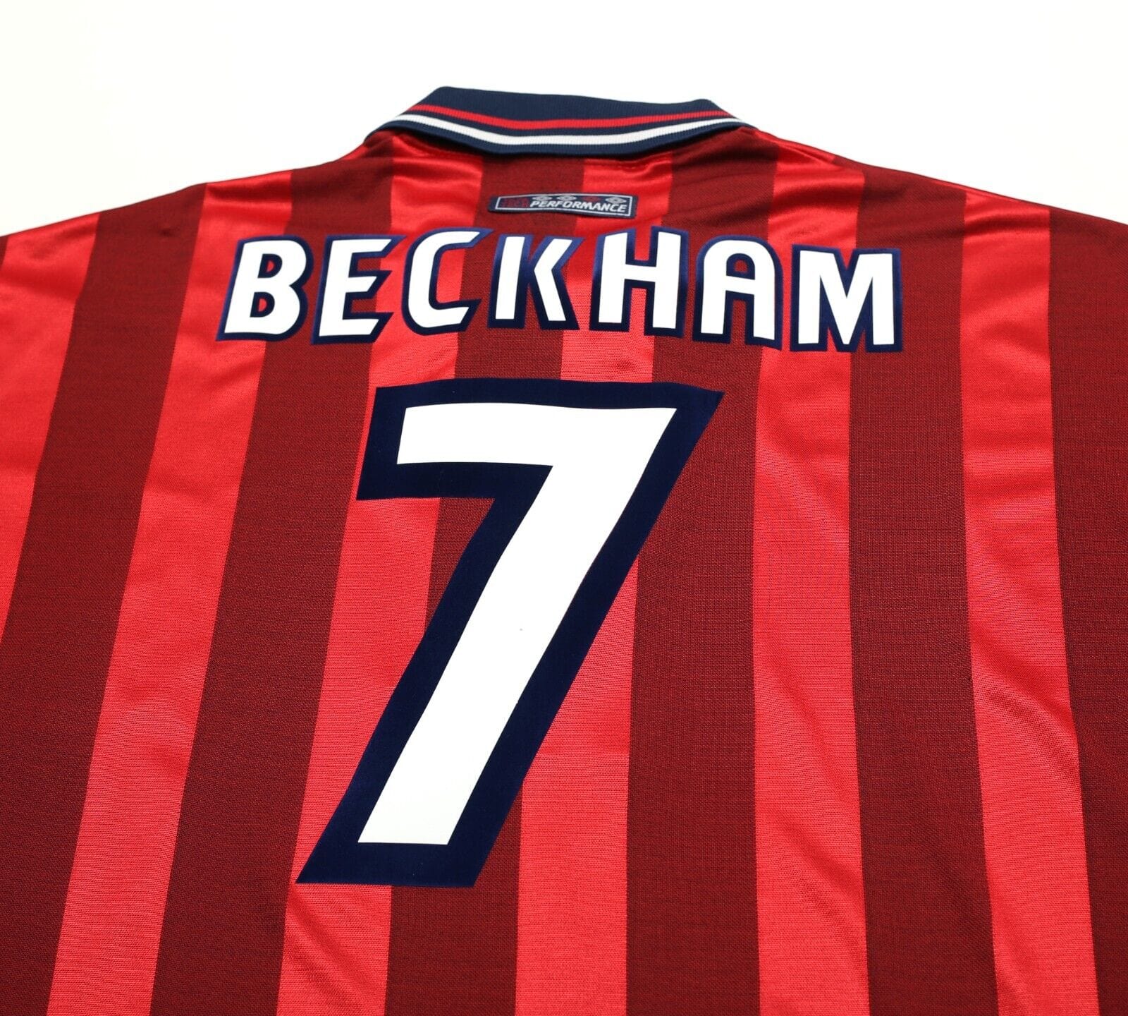 1997/99 BECKHAM #7 England Vintage Umbro Away Football Shirt (XL) World Cup 98
