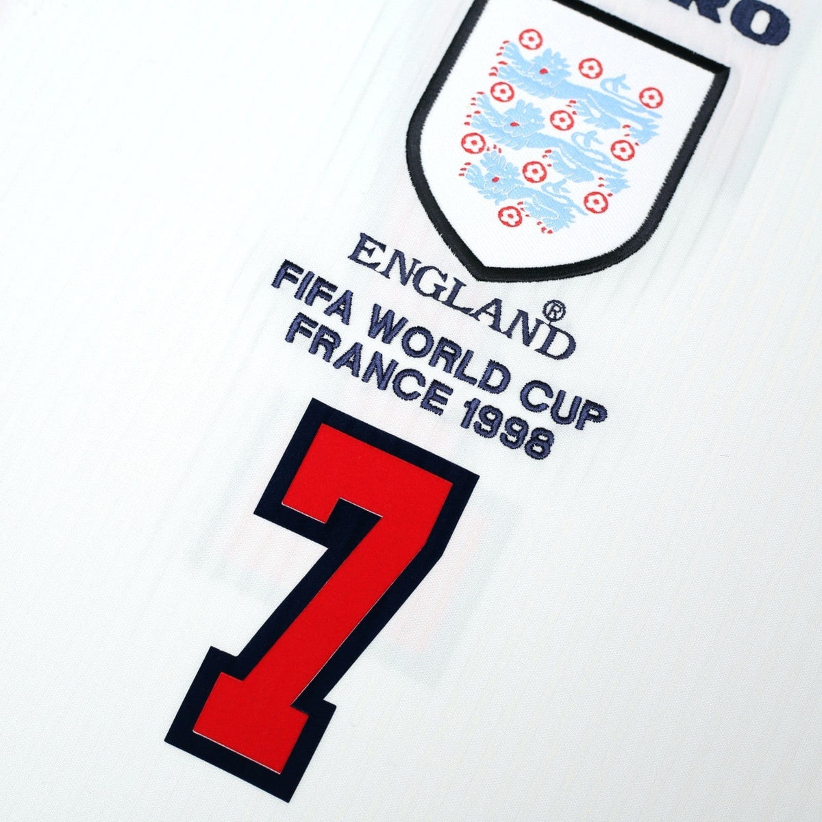 1997/99 Beckham #7 England Vintage Umbro Home Football Shirt (L/XL) WC 1998