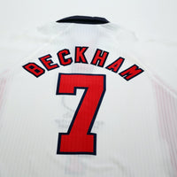 1997/99 Beckham #7 England Vintage Umbro Home Football Shirt (L/XL) WC 1998