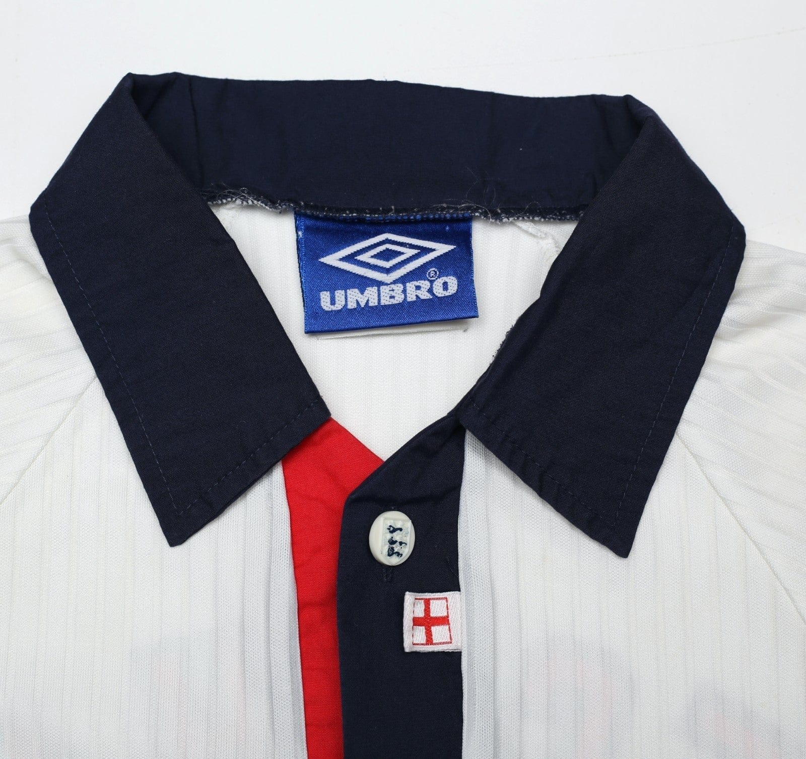 1997/99 BECKHAM #7 England Vintage Umbro Home Football Shirt (M/L) WC 1998