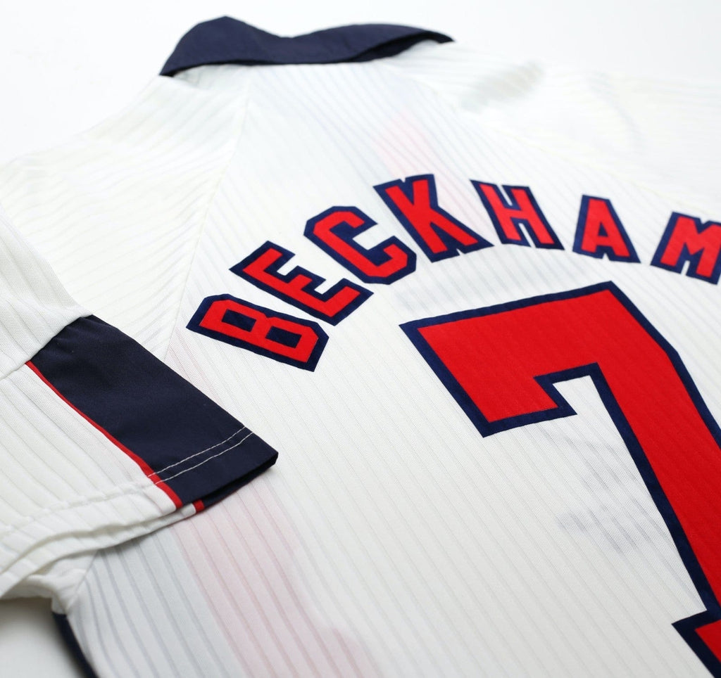 1997/99 BECKHAM #7 England Vintage Umbro Home Football Shirt (M/L) WC 1998