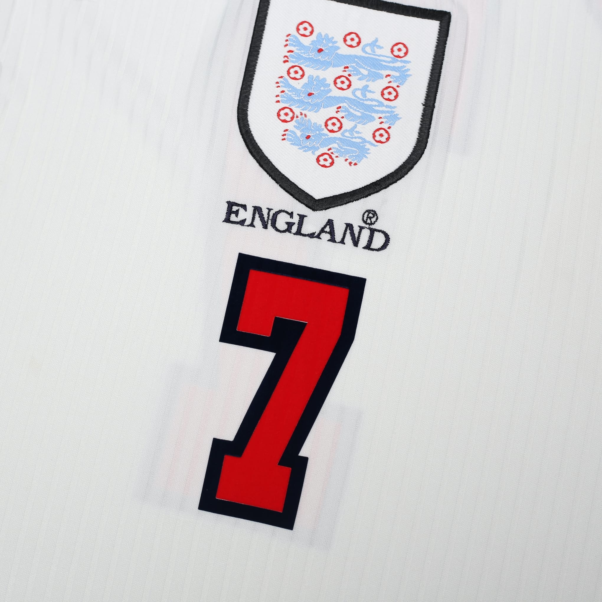 1997/99 Beckham #7 England Vintage Umbro Home Football Shirt (M/L) WC 1998