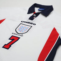 1997/99 Beckham #7 England Vintage Umbro Home Football Shirt (M/L) WC 1998
