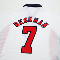 1997/99 Beckham #7 England Vintage Umbro Home Football Shirt (M/L) WC 1998