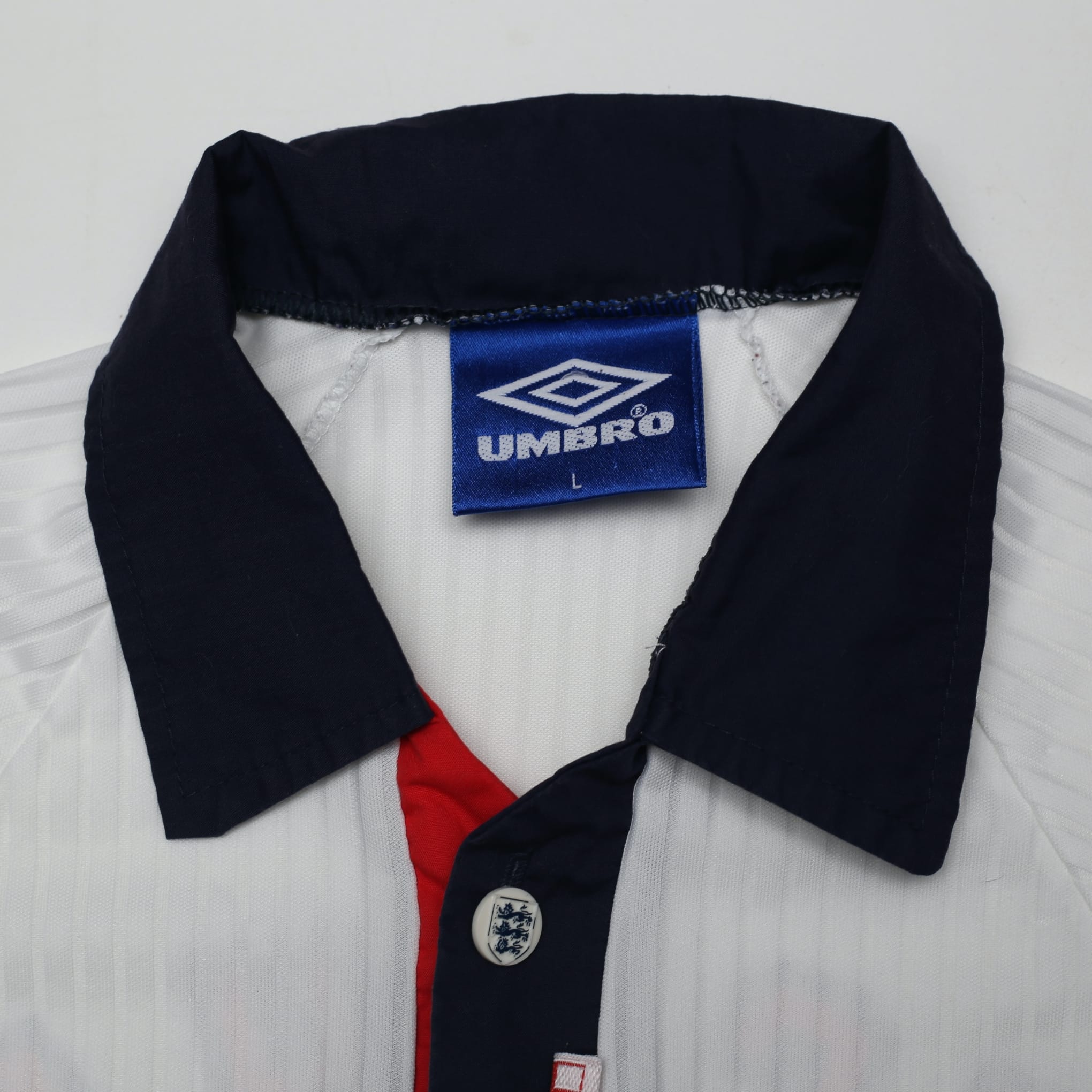 1997/99 Beckham #7 England Vintage Umbro Home Football Shirt (M/L) WC 1998