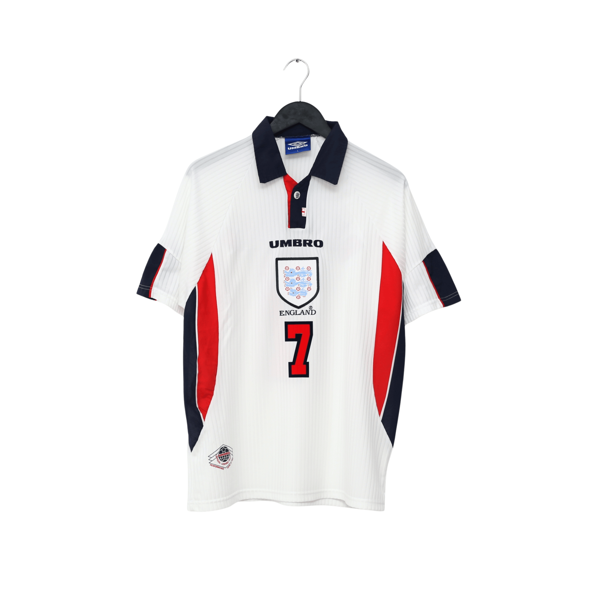 1997/99 Beckham #7 England Vintage Umbro Home Football Shirt (M/L) WC 1998