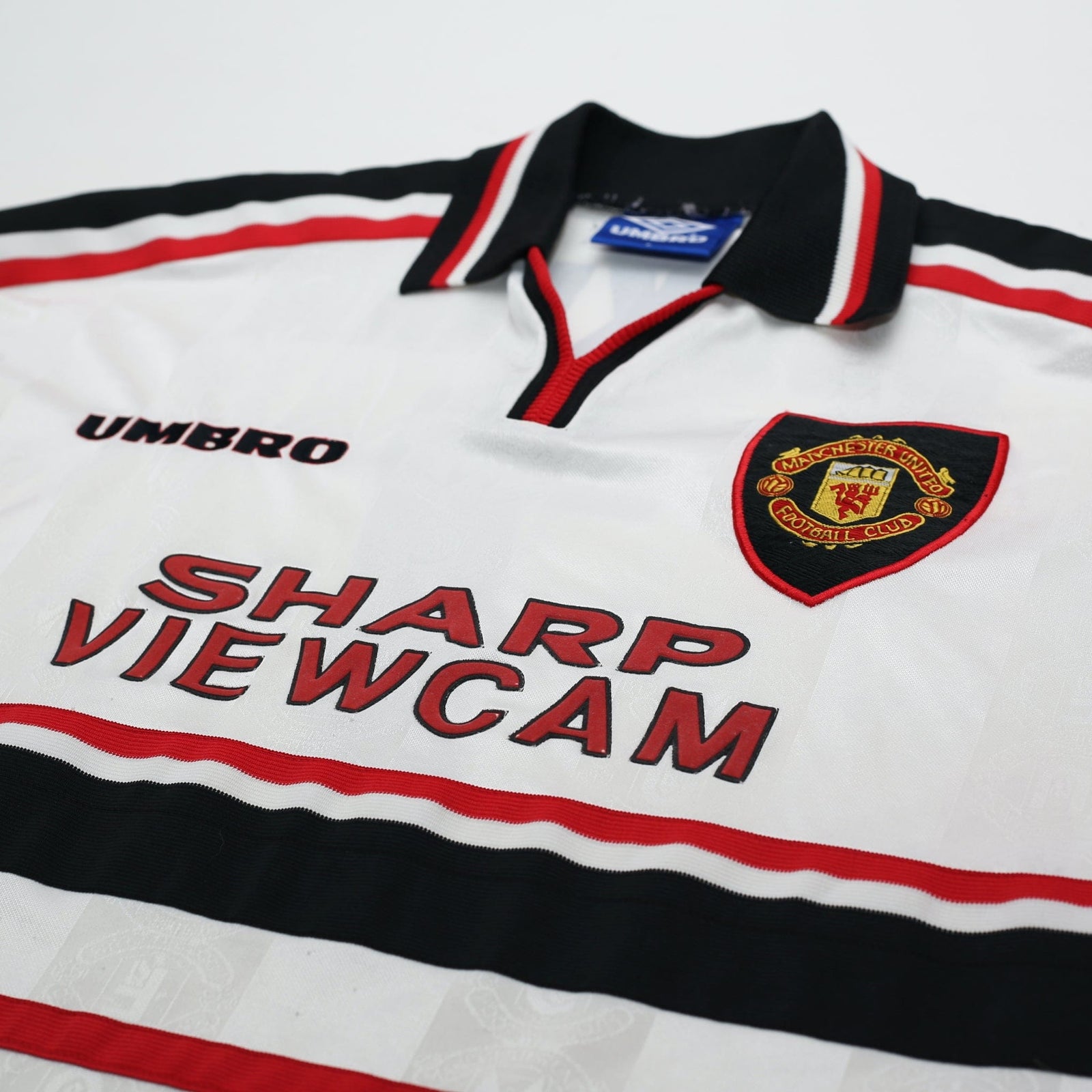 1997/99 Beckham #7 Manchester United Vintage Umbro Away Football Shirt (L)