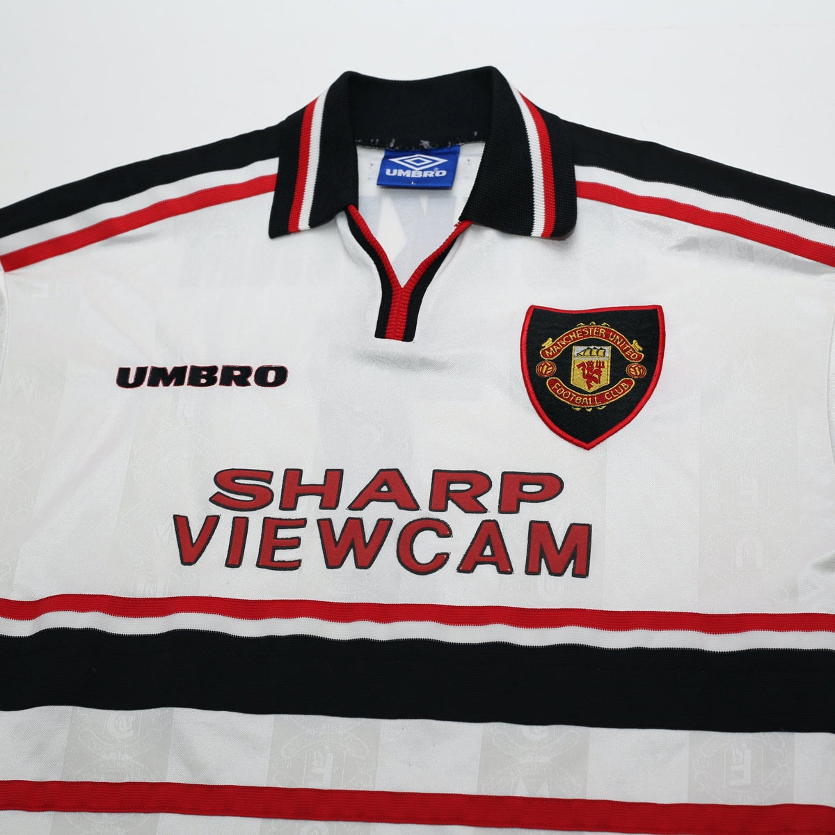1997/99 Beckham #7 Manchester United Vintage Umbro Away Football Shirt (L)