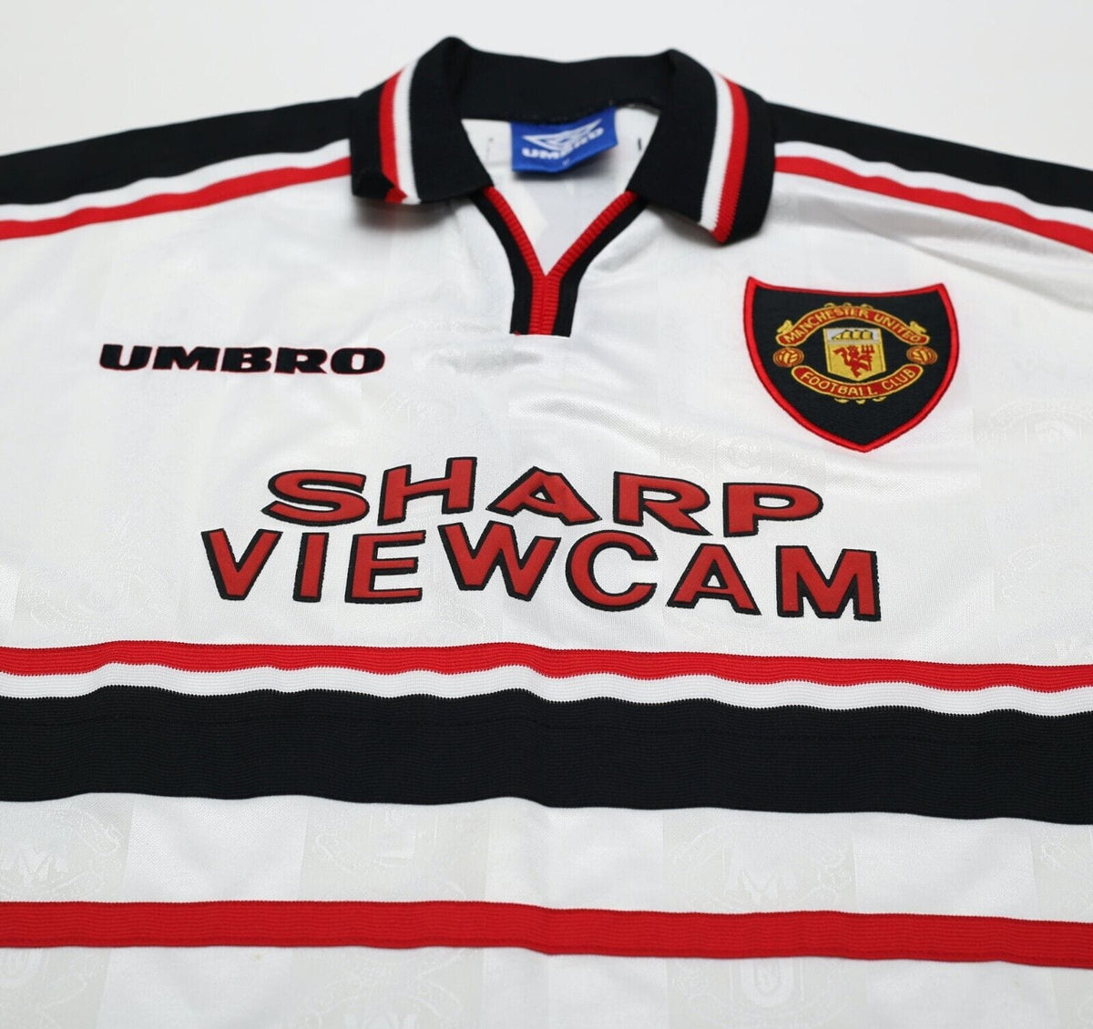 1997/99 BECKHAM #7 Manchester United Vintage Umbro Away Football Shirt (M)