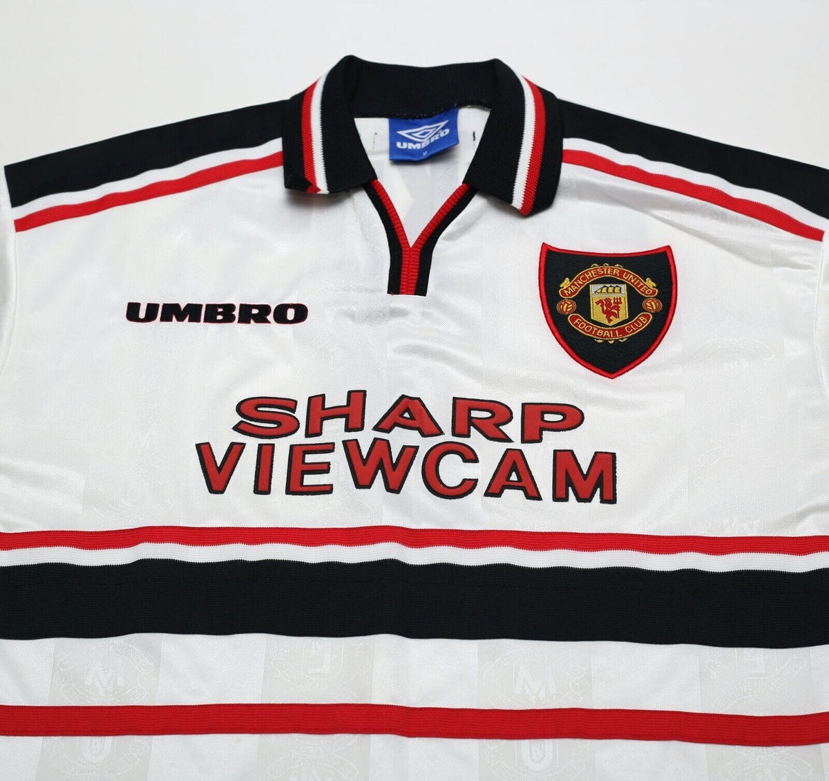 1997/99 BECKHAM #7 Manchester United Vintage Umbro Away Football Shirt (M)