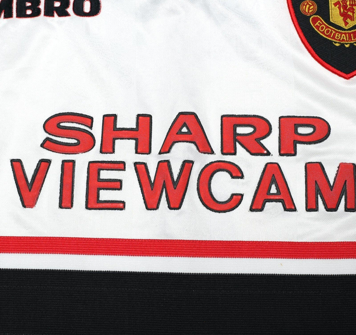 1997/99 BECKHAM #7 Manchester United Vintage Umbro Away Football Shirt (M)