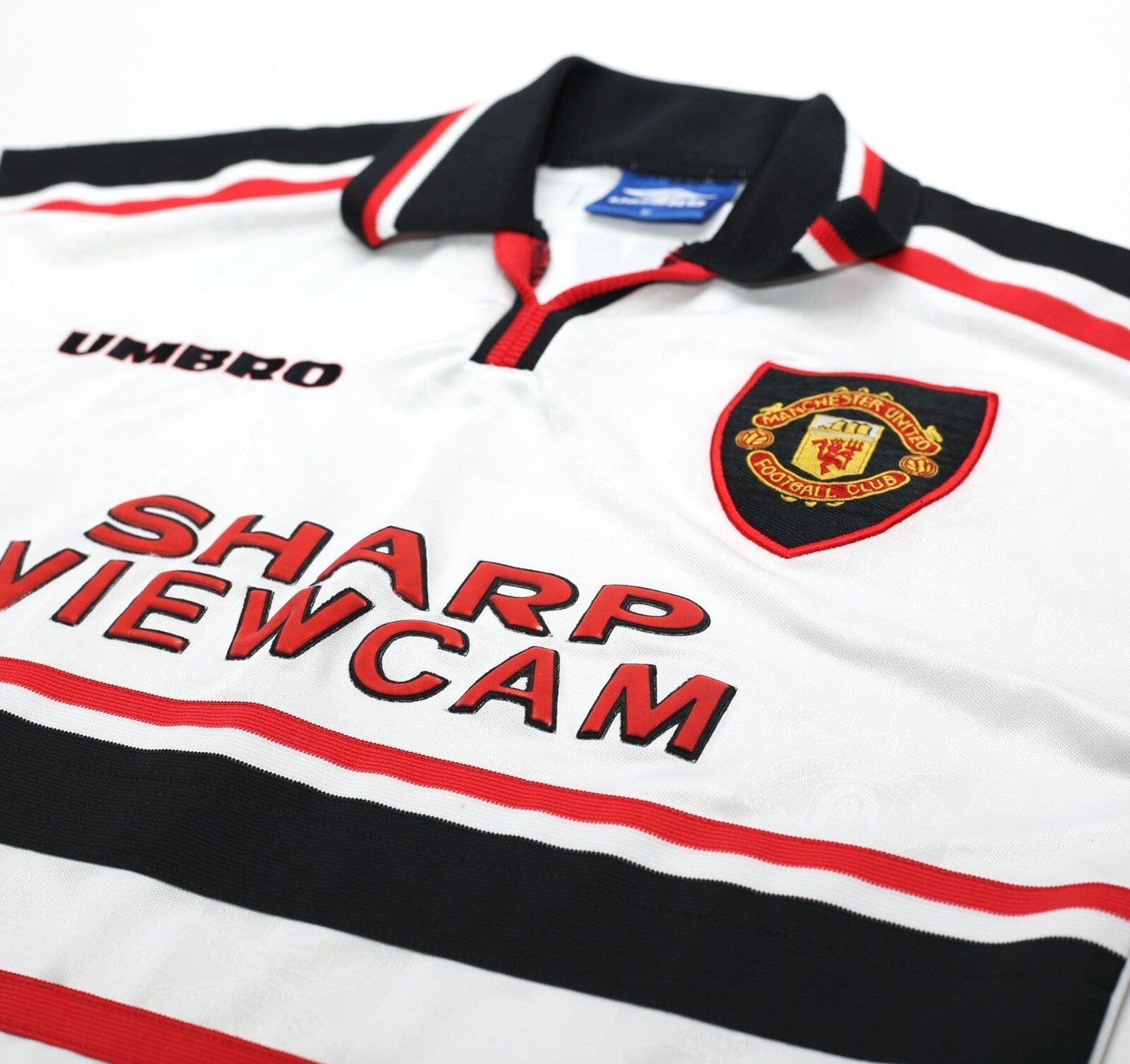 1997/99 BECKHAM #7 Manchester United Vintage Umbro Away Football Shirt (M)
