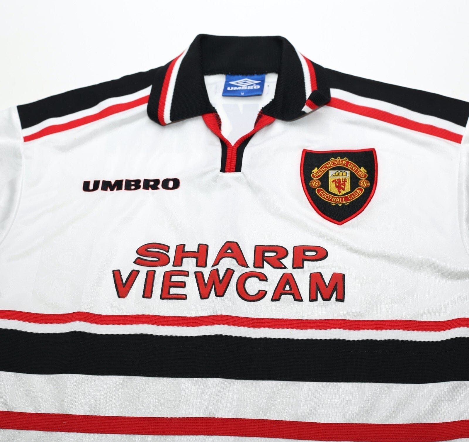 1997/99 BECKHAM #7 Manchester United Vintage Umbro Away Football Shirt (M)