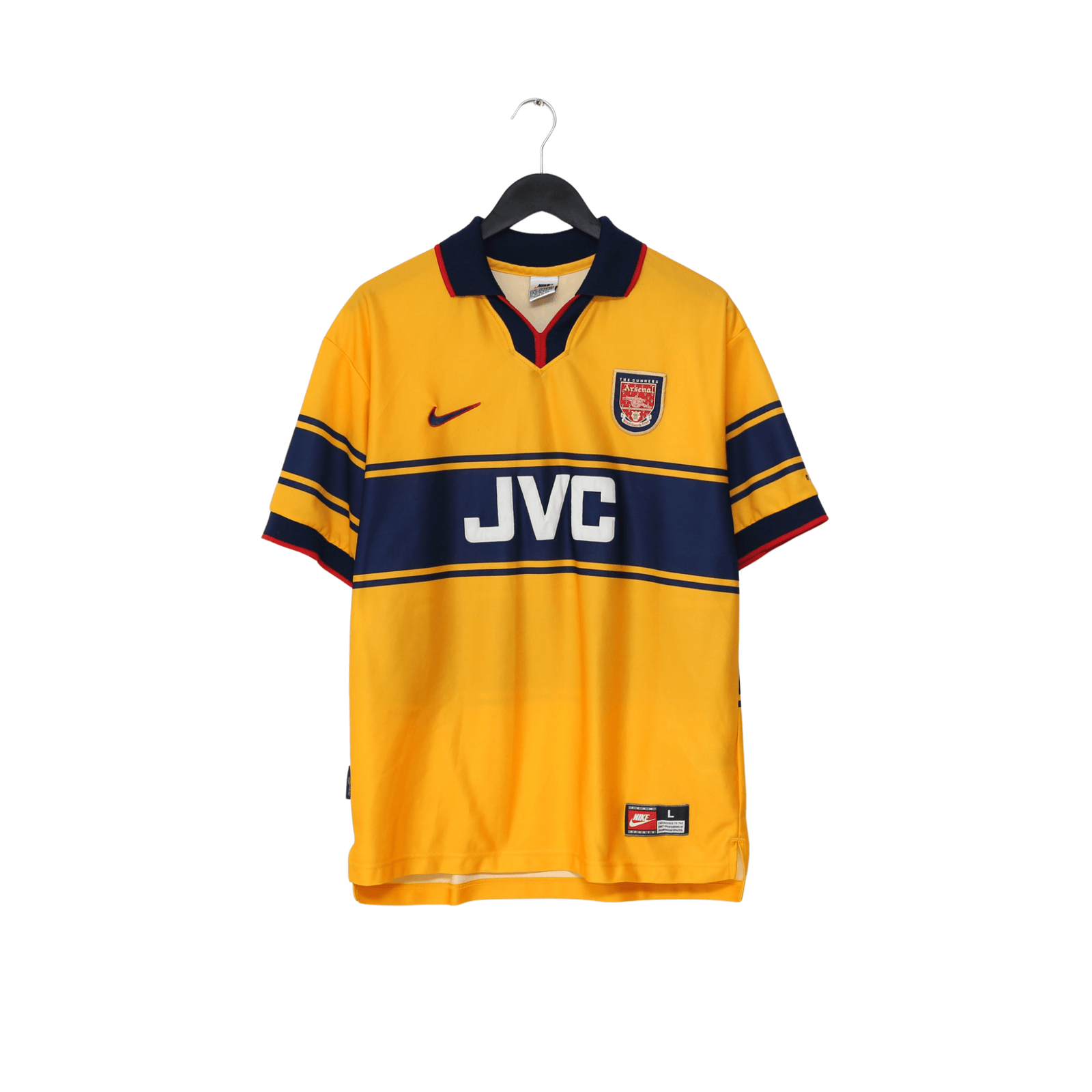 1997/99 Bergkamp #10 Arsenal Vintage Nike Away Football Shirt (L)