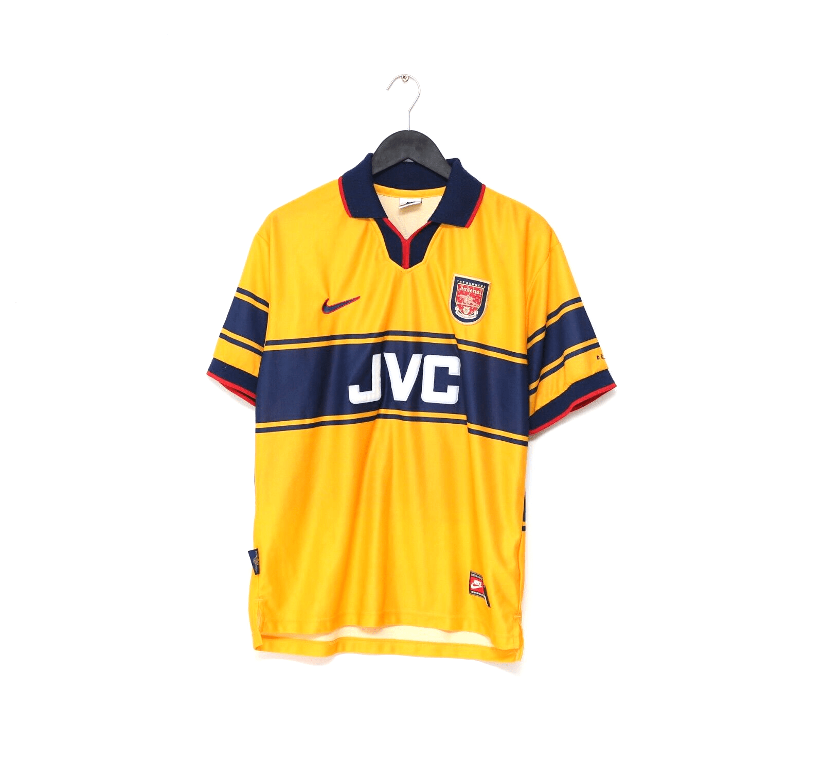 1997/99 BERGKAMP #10 Arsenal Vintage Nike Away Football Shirt (M)