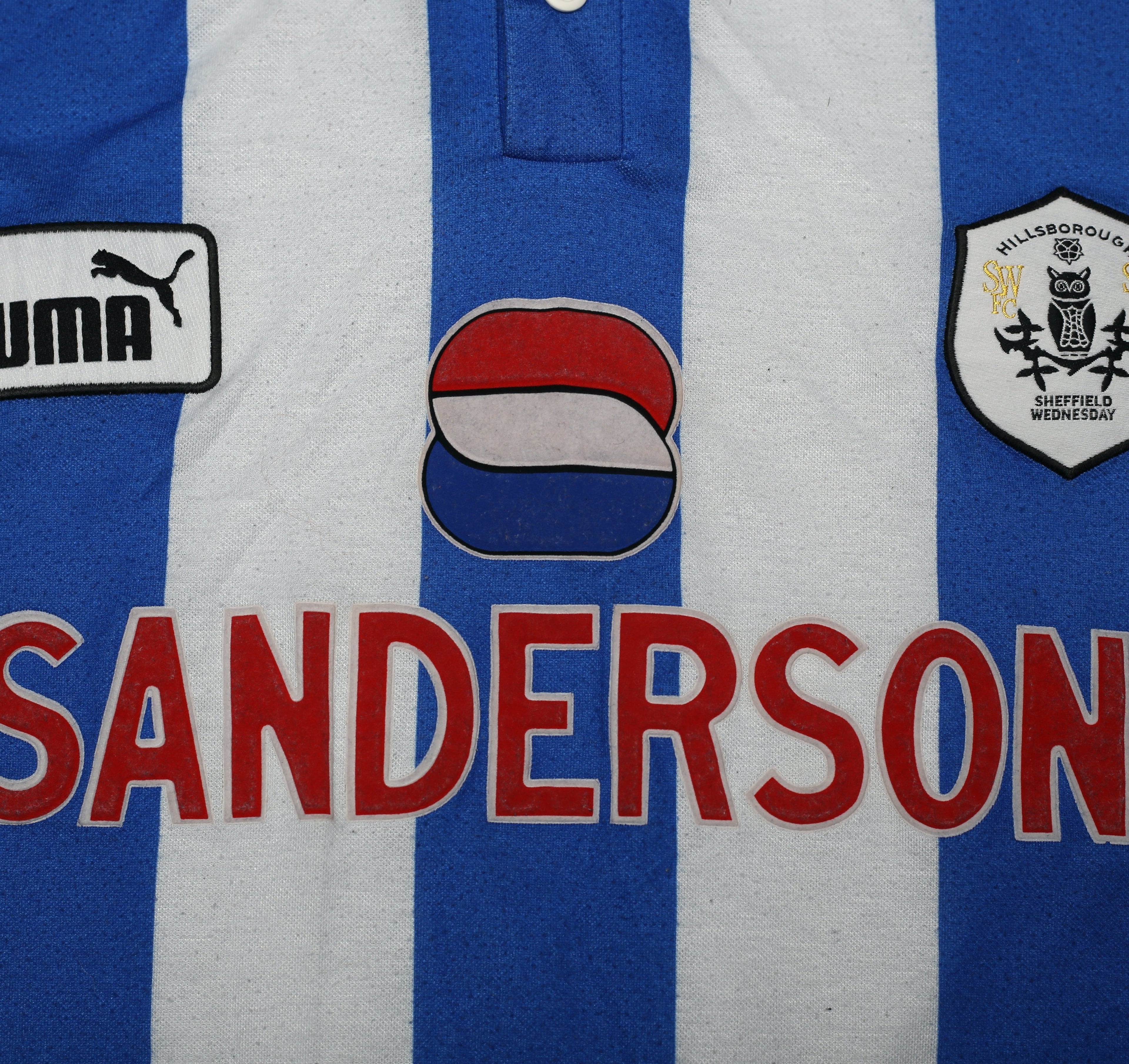 1997/99 DI CANIO #11 Sheffield Wednesday Vintage Home Football Shirt (L)