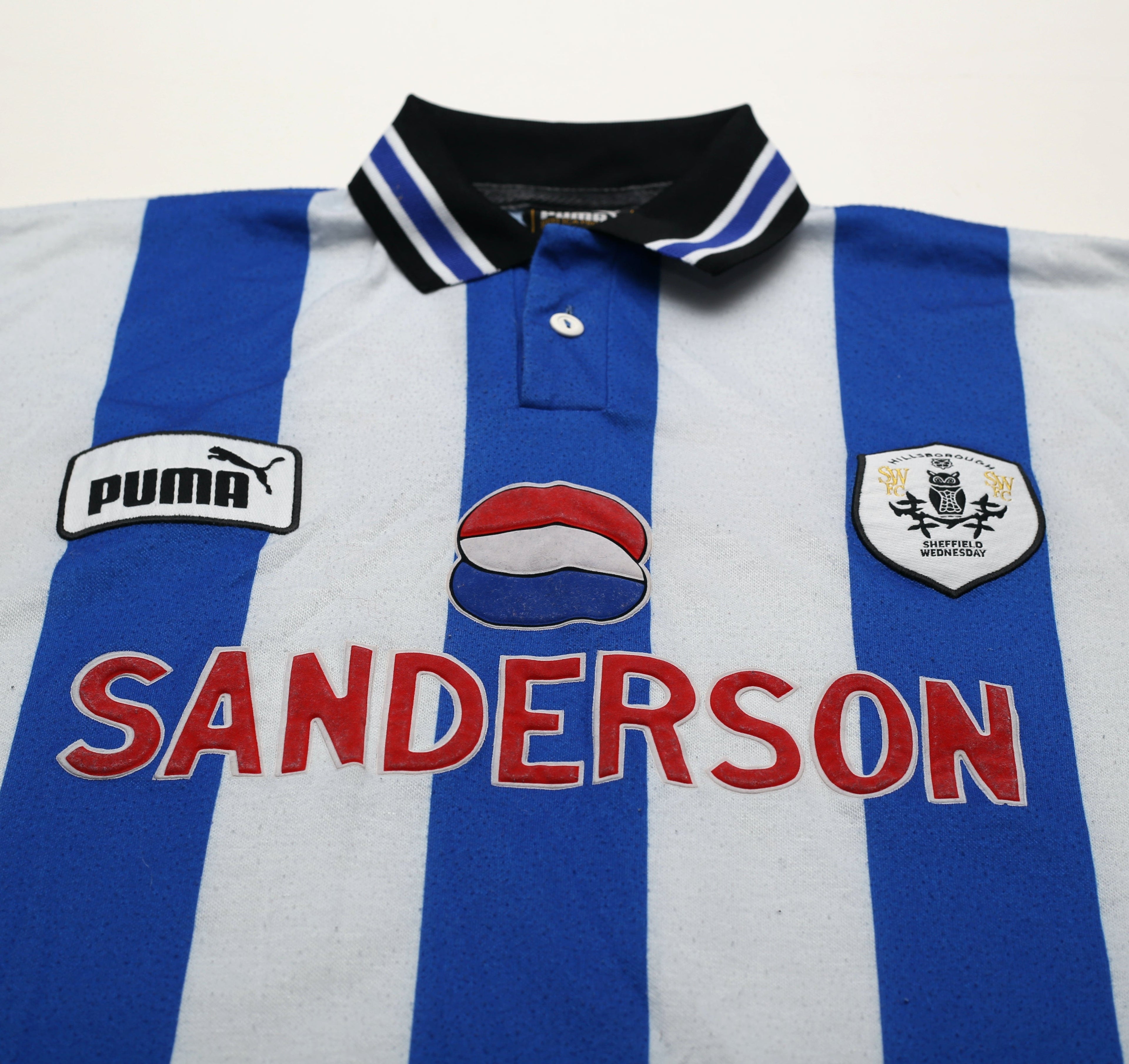 1997/99 DI CANIO #11 Sheffield Wednesday Vintage Home Football Shirt (L)