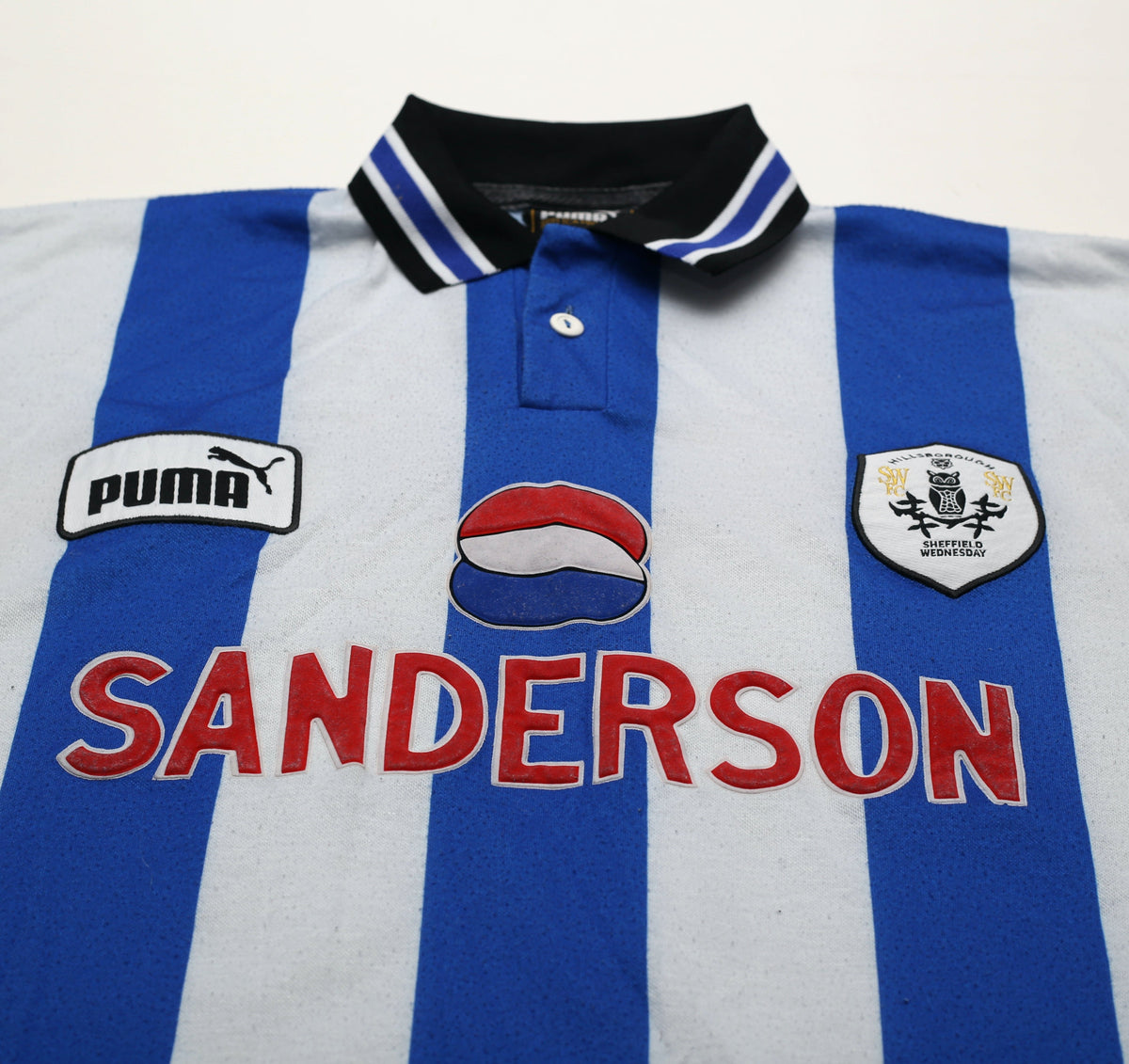 1997/99 DI CANIO #11 Sheffield Wednesday Vintage Home Football Shirt (L)
