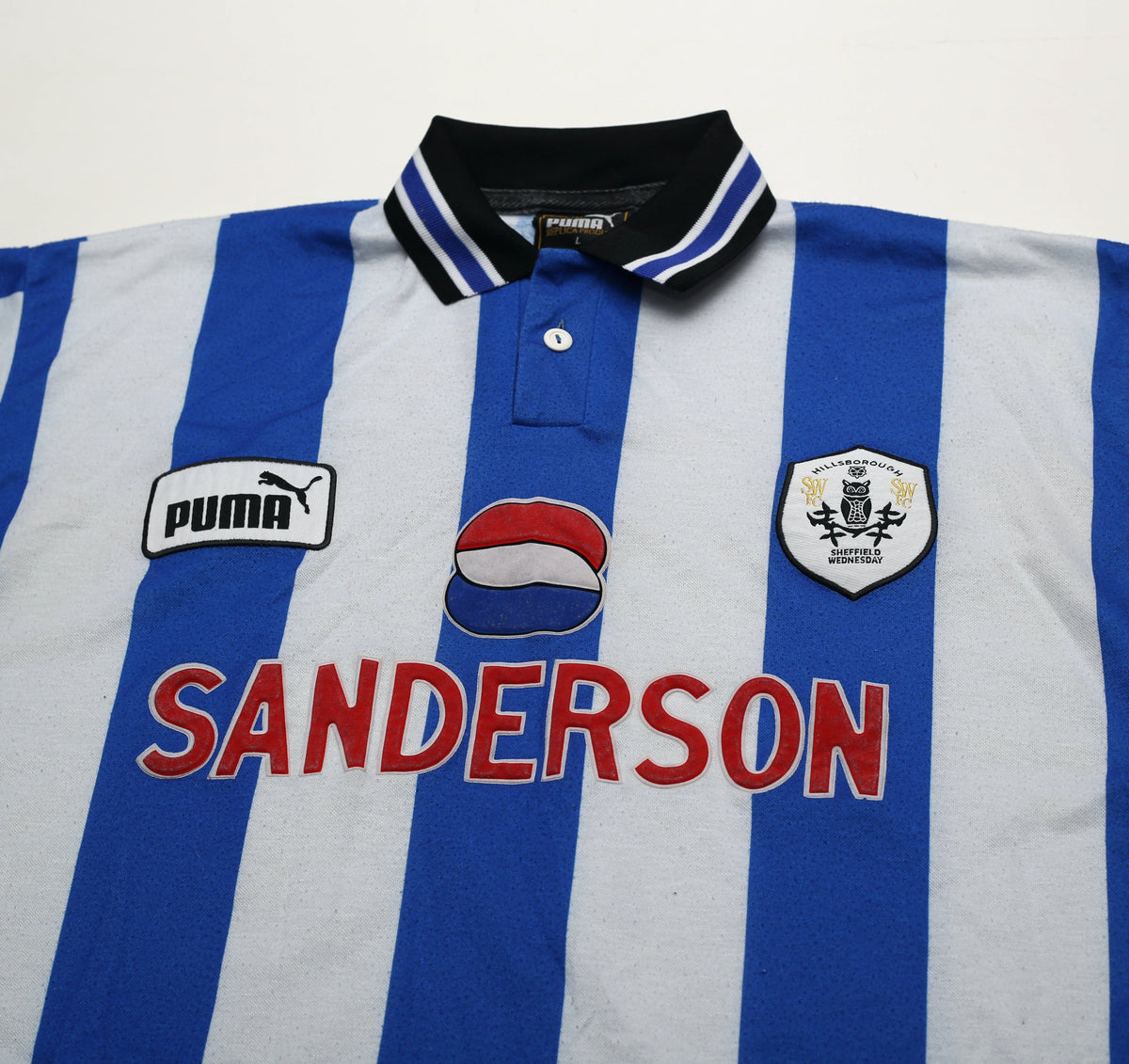 1997/99 DI CANIO #11 Sheffield Wednesday Vintage Home Football Shirt (L)