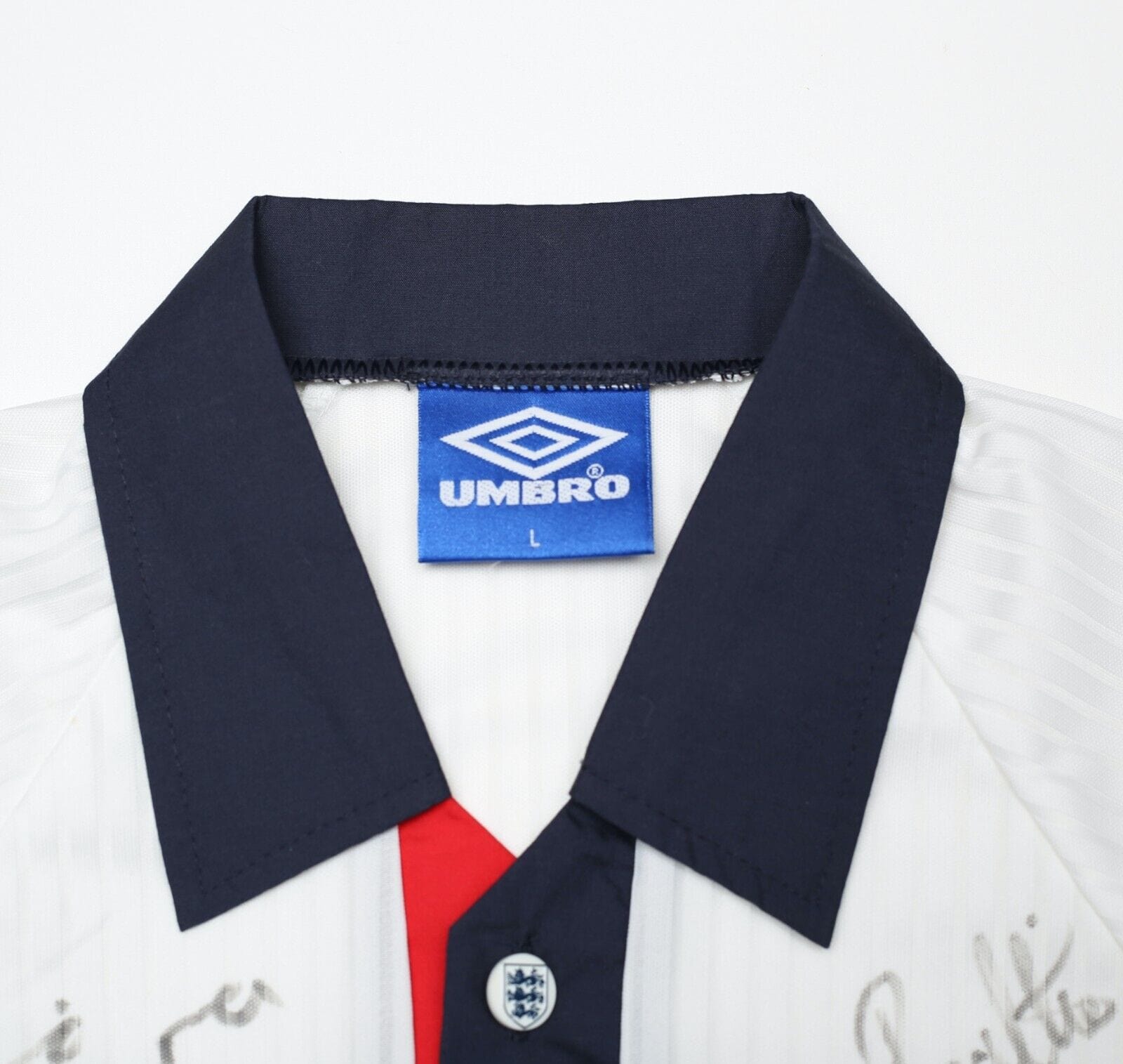 1997/99 ENGLAND U21'S Vintage Umbro Home SIGNED Football Shirt (L) BNWOT