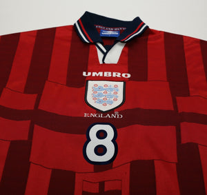 1997/99 GASCOIGNE #8 England Vintage Umbro Away Football Shirt (L) Le Tournoi