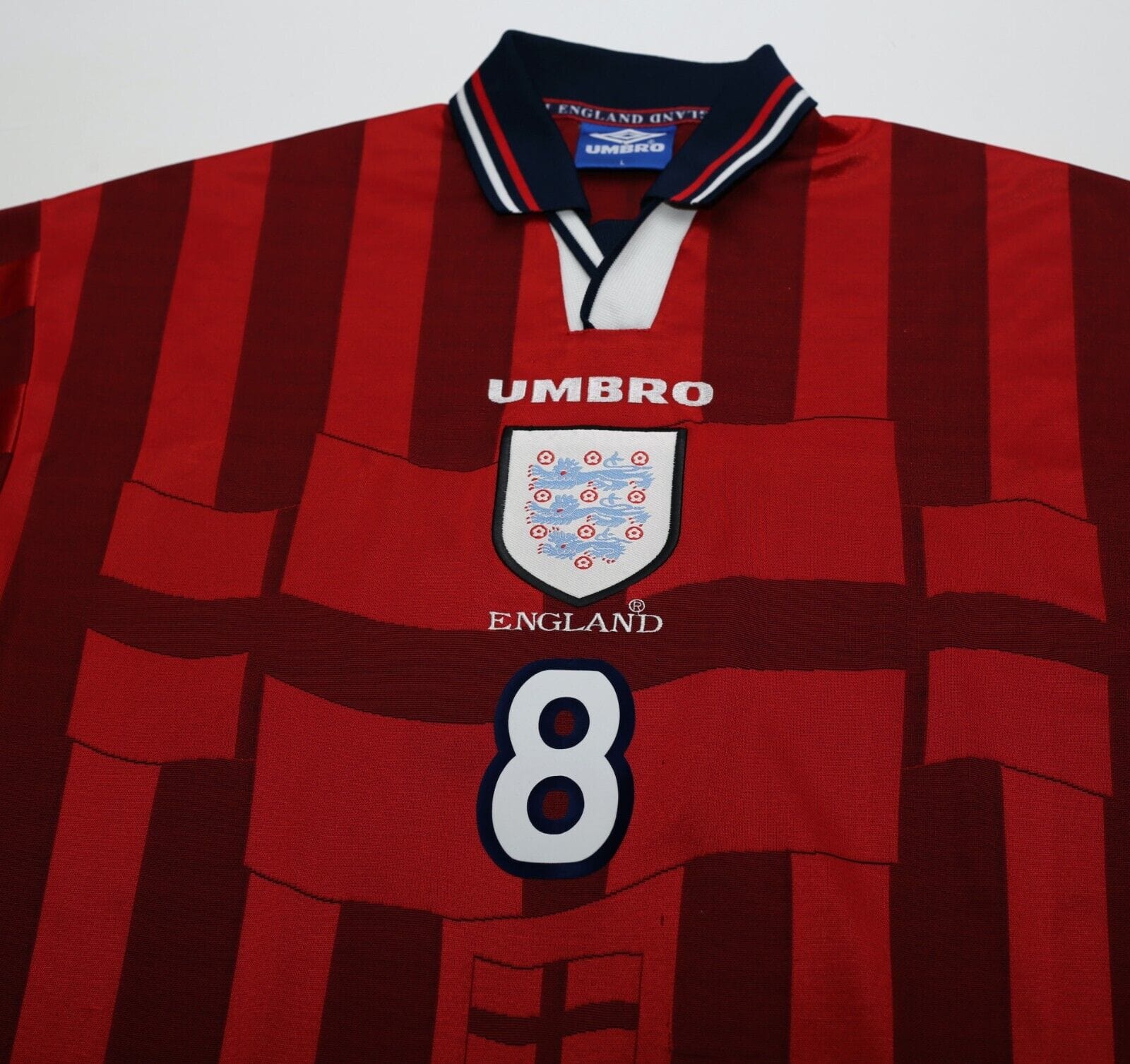 1997/99 GASCOIGNE #8 England Vintage Umbro Away Football Shirt (L) Le Tournoi