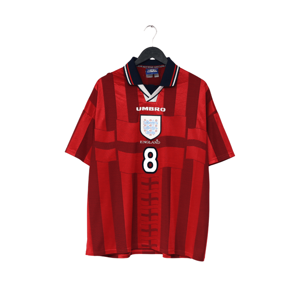 1997/99 GASCOIGNE #8 England Vintage Umbro Away Football Shirt (XL) Le Tournoi