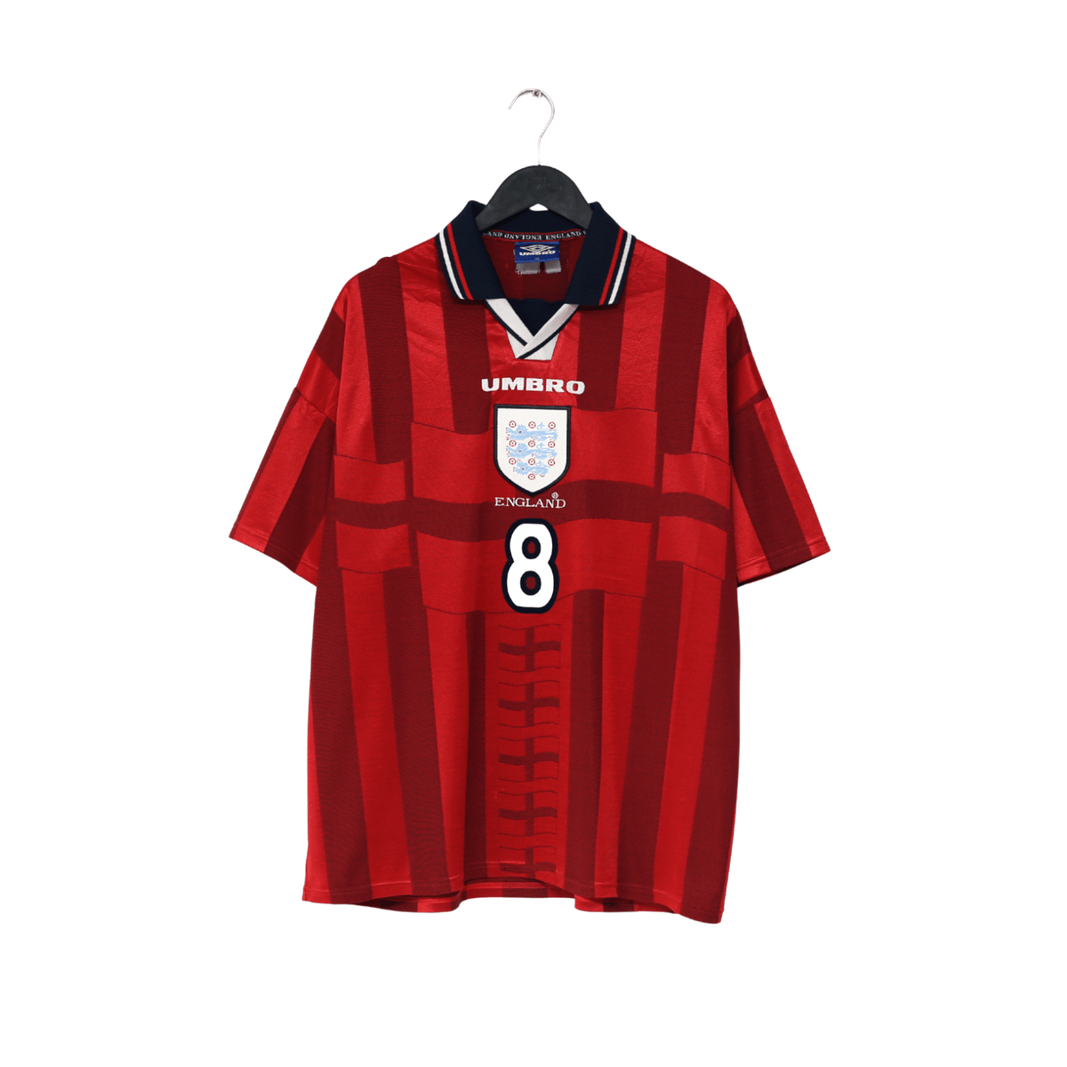 1997/99 GASCOIGNE #8 England Vintage Umbro Away Football Shirt (XL) Le Tournoi