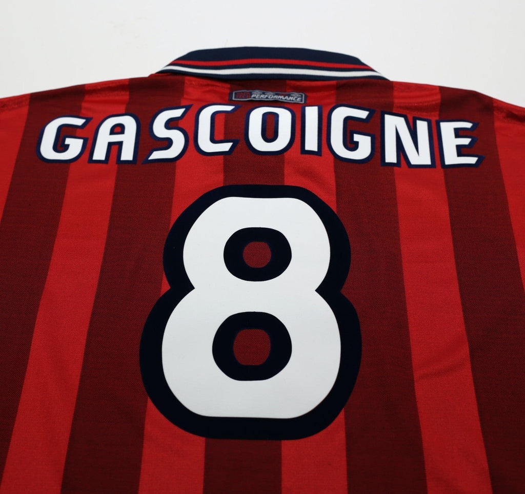 1997/99 GASCOIGNE #8 England Vintage Umbro Away Football Shirt (XL) Le Tournoi