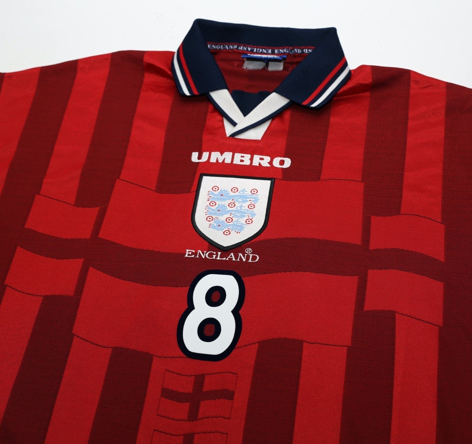 1997/99 GASCOIGNE #8 England Vintage Umbro Away Football Shirt (XL) Le Tournoi