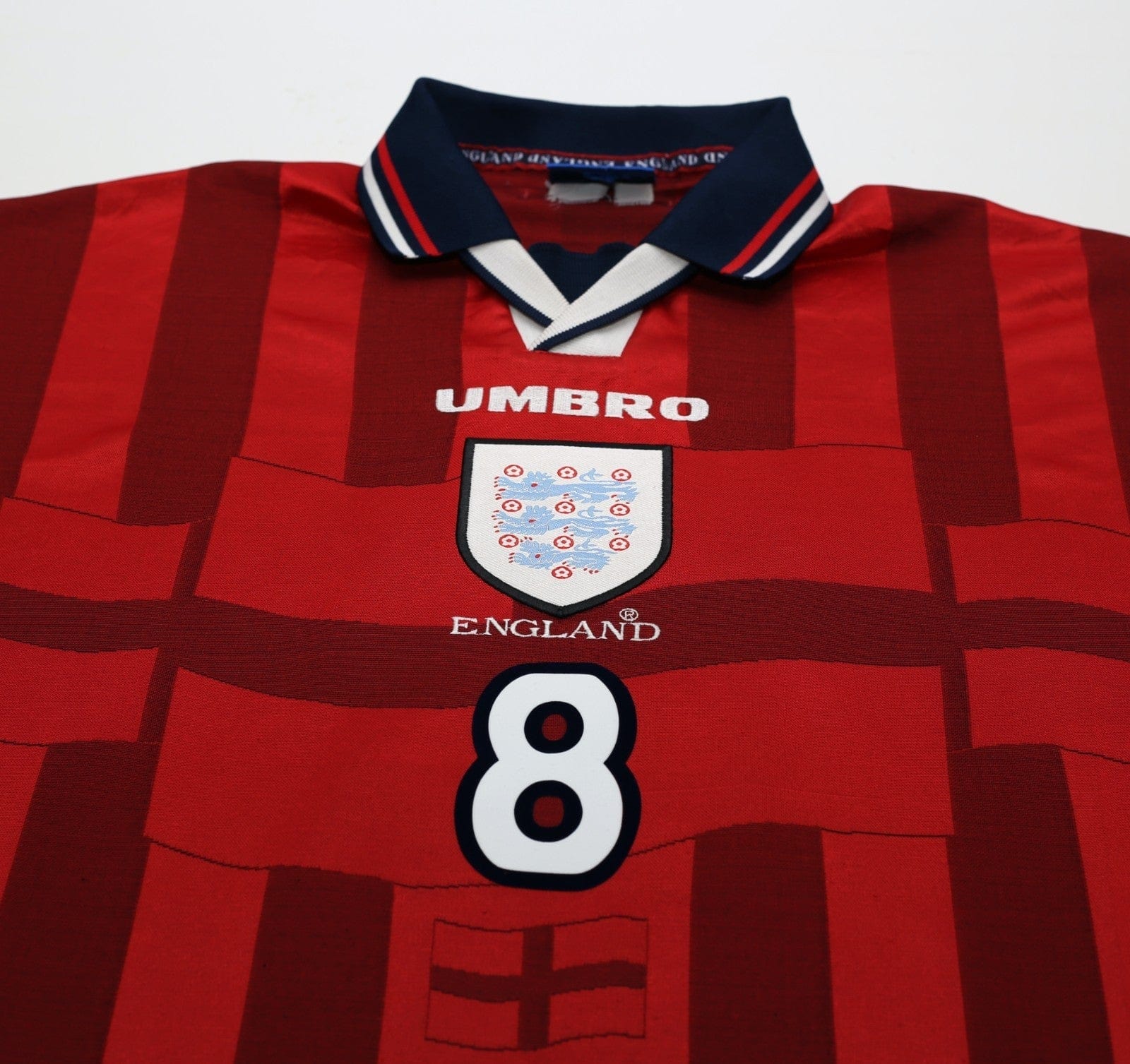 1997/99 GASCOIGNE #8 England Vintage Umbro Away Football Shirt (XL) Le Tournoi