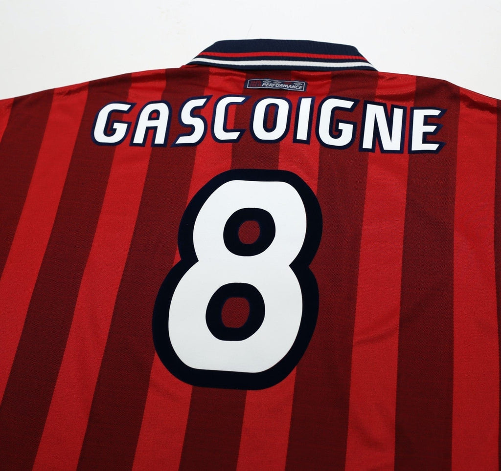 1997/99 GASCOIGNE #8 England Vintage Umbro Away Football Shirt (XL) Le Tournoi