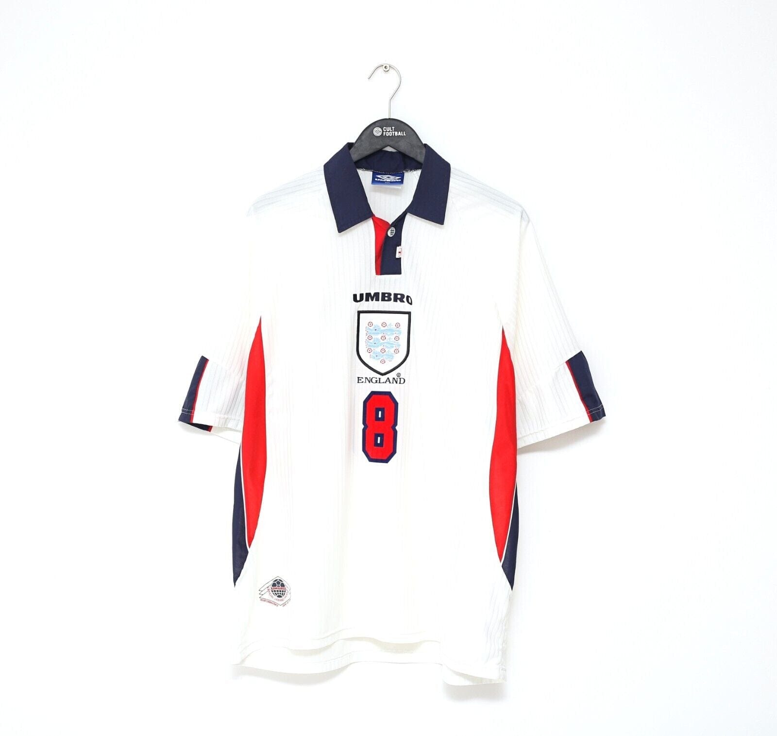 1997/99 GASCOIGNE #8 England Vintage Umbro Home Football Shirt (XXL) Le Tournoi